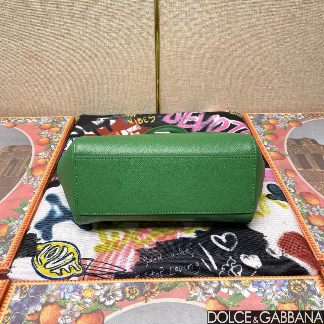 MEDIUM SICILY HANDBAG 26 GREEN LEATHER