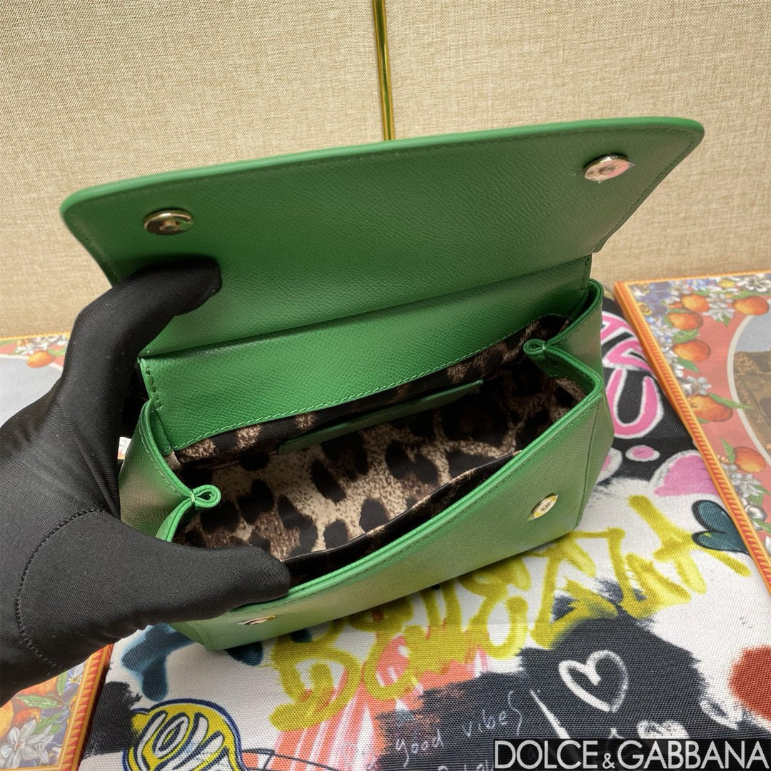 MEDIUM SICILY HANDBAG 26 GREEN LEATHER