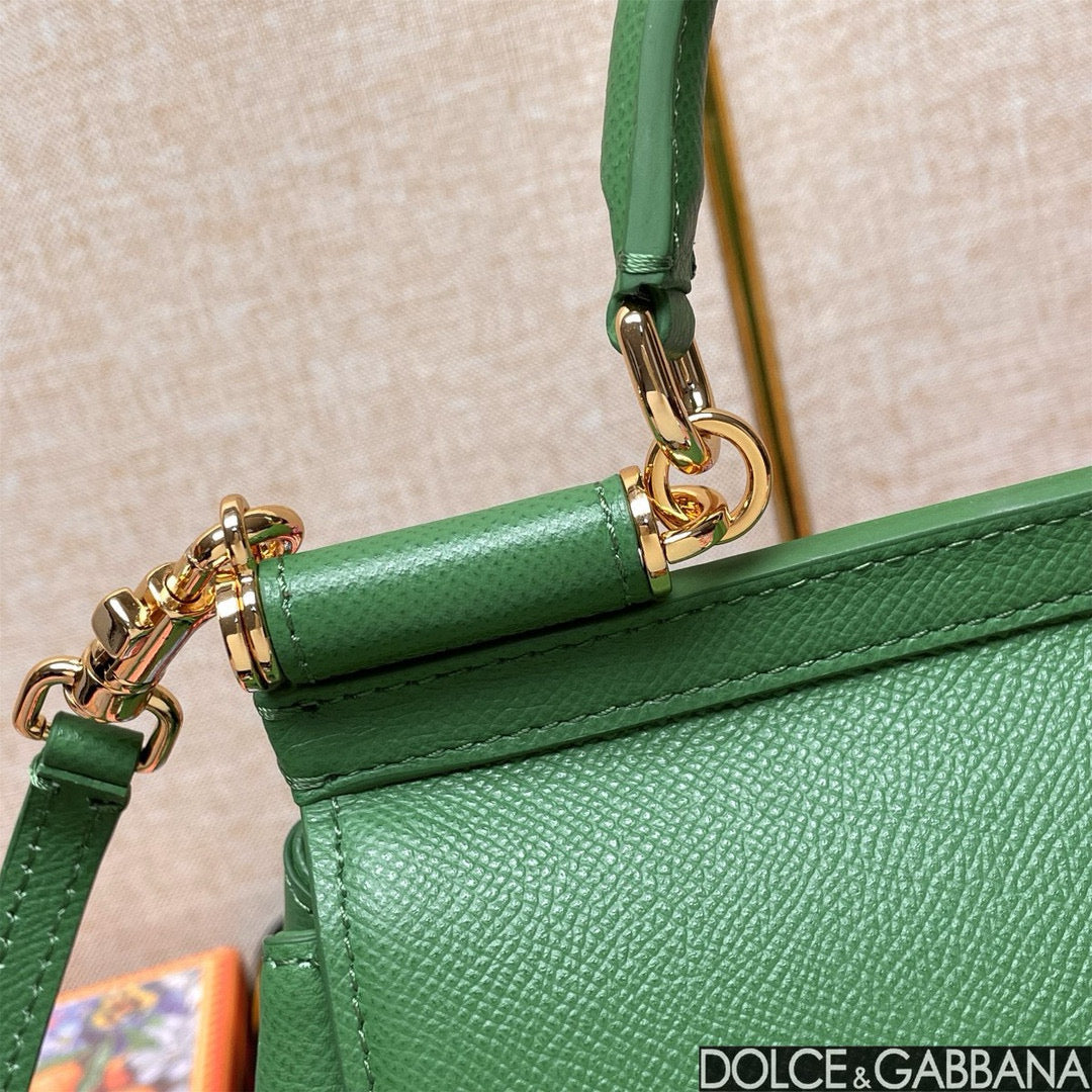 MEDIUM SICILY HANDBAG 26 GREEN LEATHER