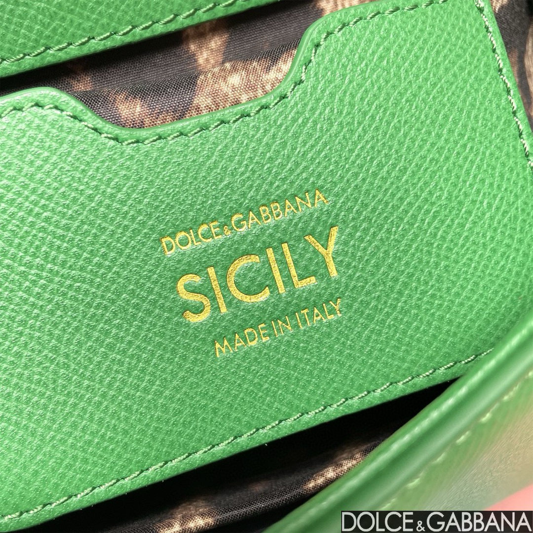 MEDIUM SICILY HANDBAG 26 GREEN LEATHER