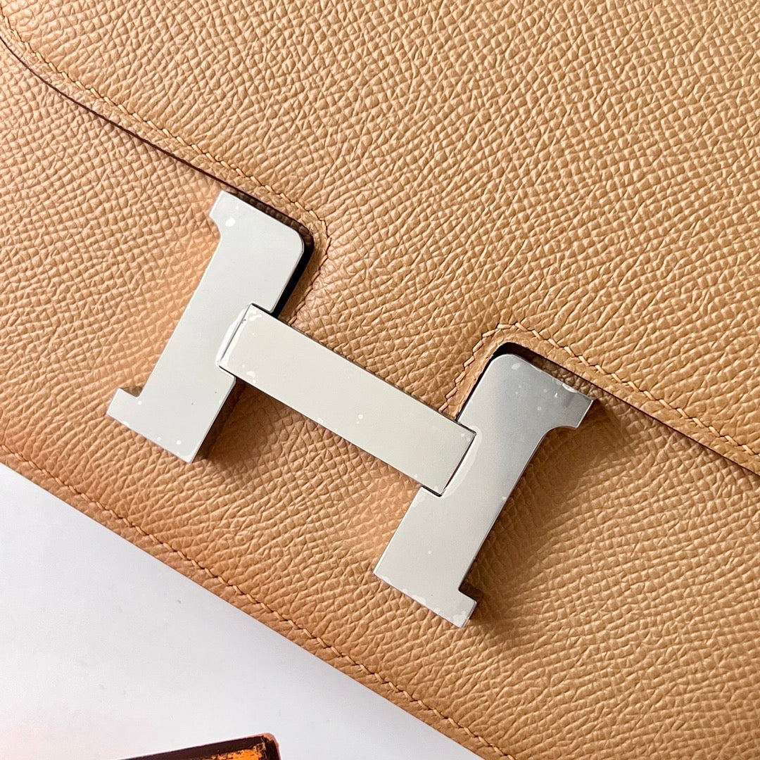 HM Constance Bag Dark Beige Epsom Silver Hardware