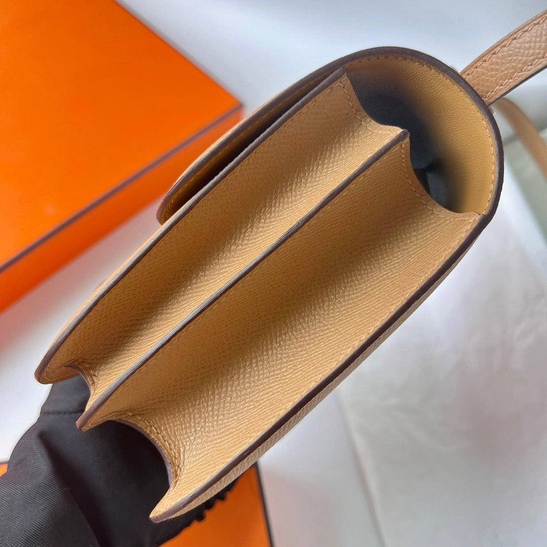 HM Constance Bag Dark Beige Epsom Silver Hardware