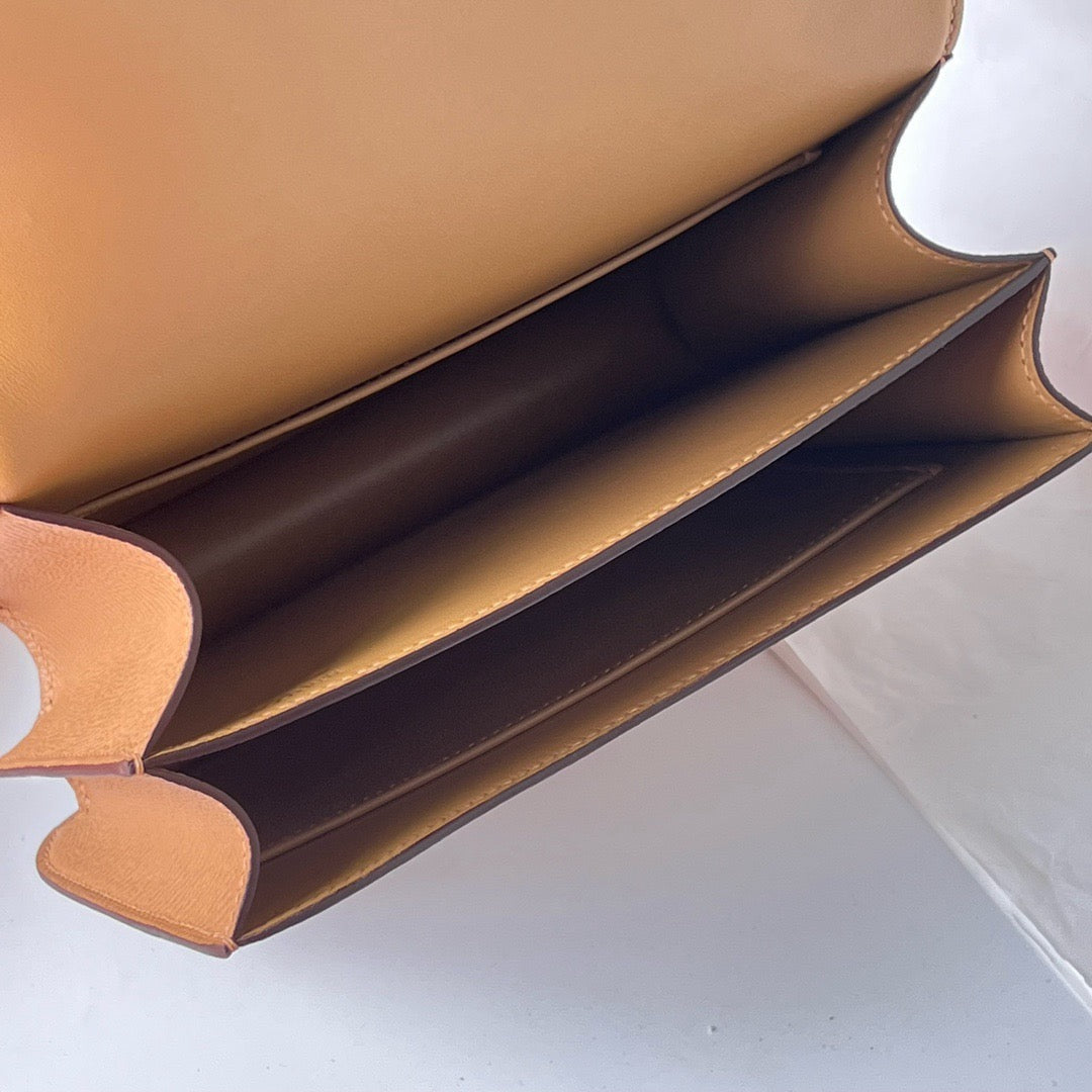 HM Constance Bag Dark Beige Epsom Silver Hardware