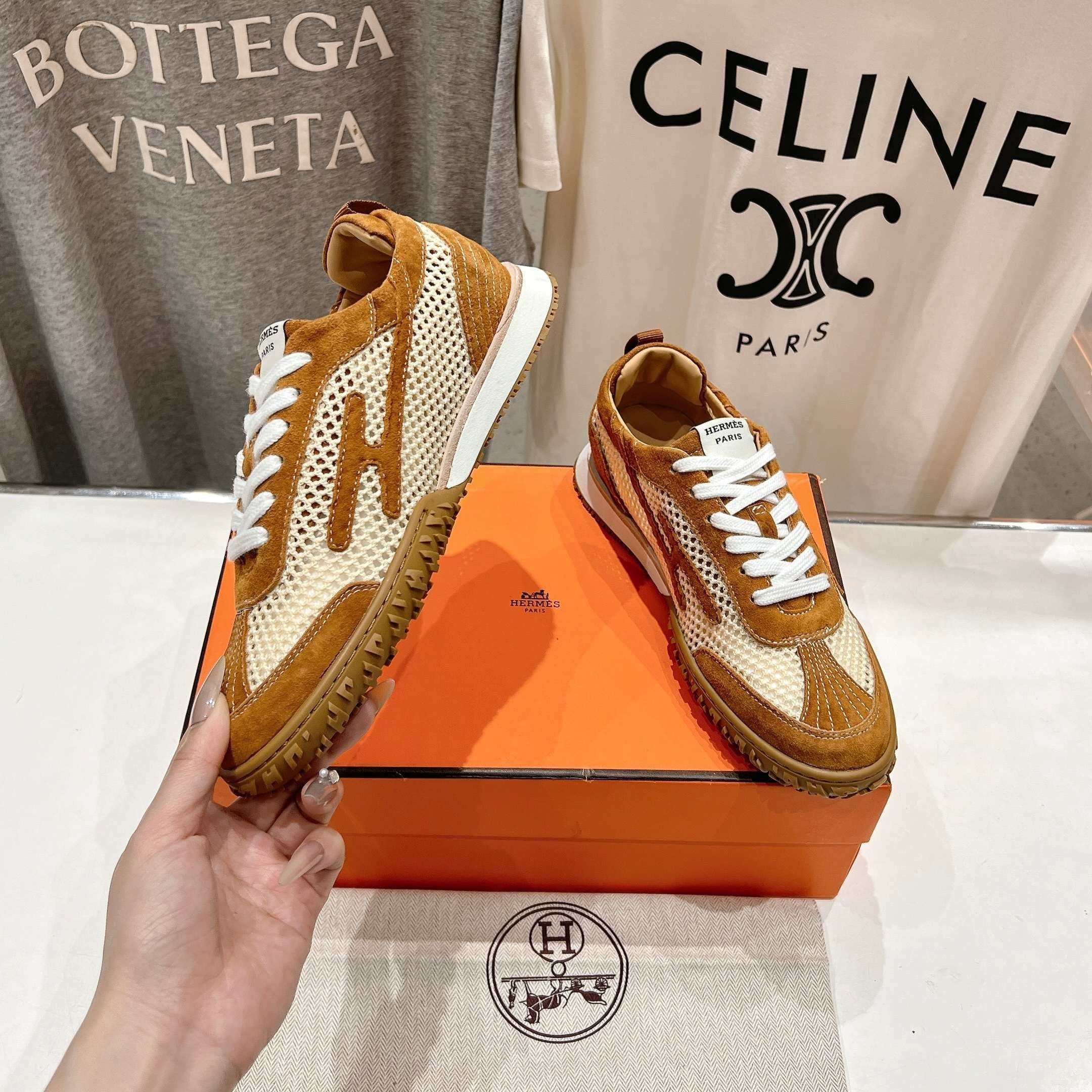 HM Jet Sneaker 20MM White Mix Brown Suede