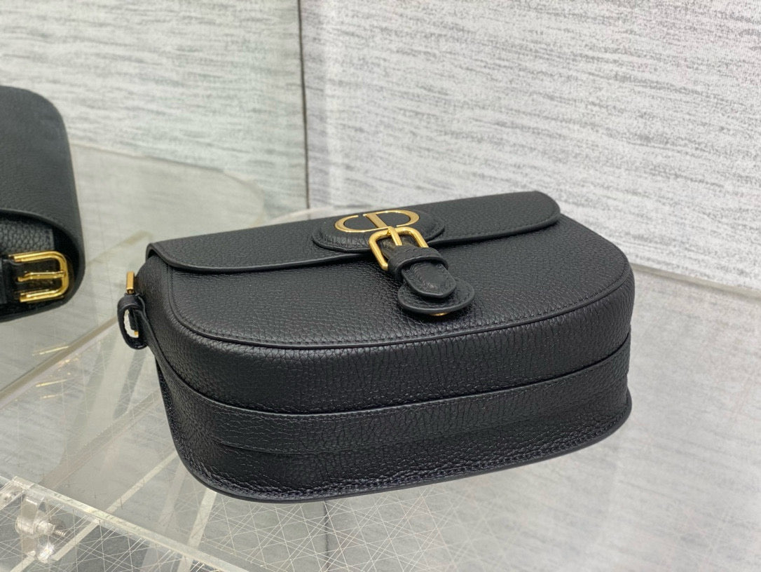 CD 25 MEDIUM BOBBY 22CM BLACK GRAINED CALFSKIN GOLD HARDWARE