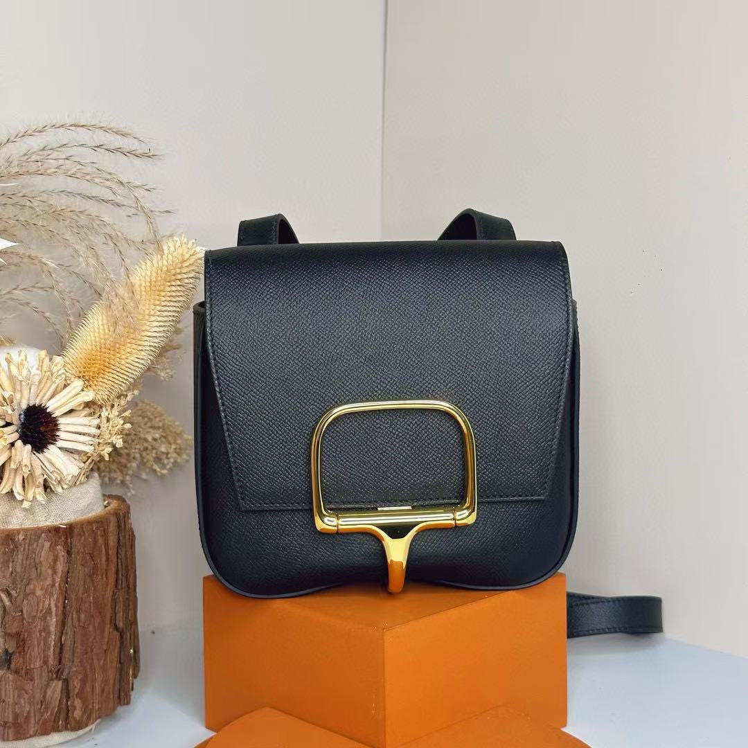 HM Della Cavalleria Mini Bag Black Epsom Leather Gold Hardware