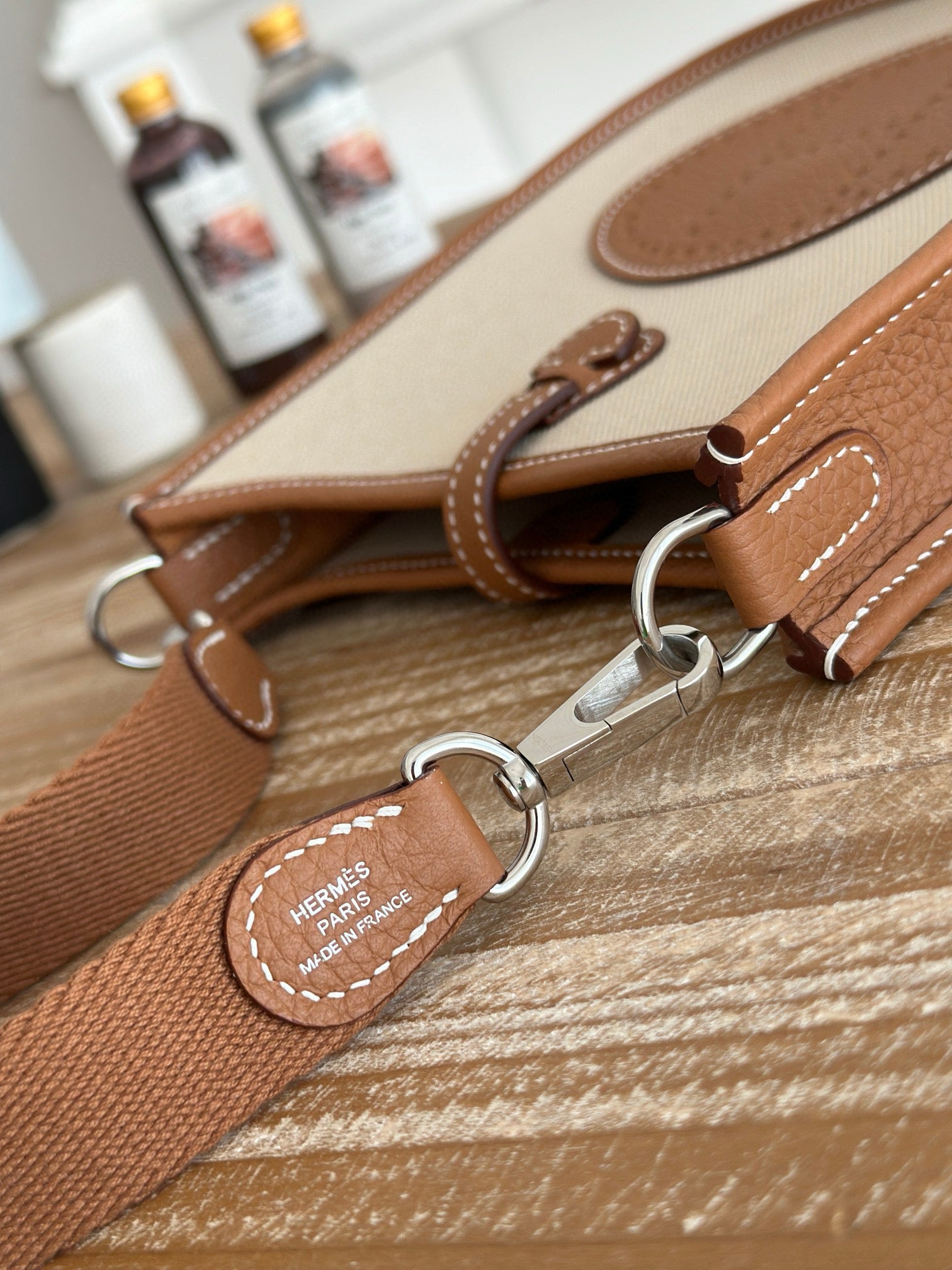 Evelyne Hermes Bags 17 Brown Beige Wax Thread and Cowhide