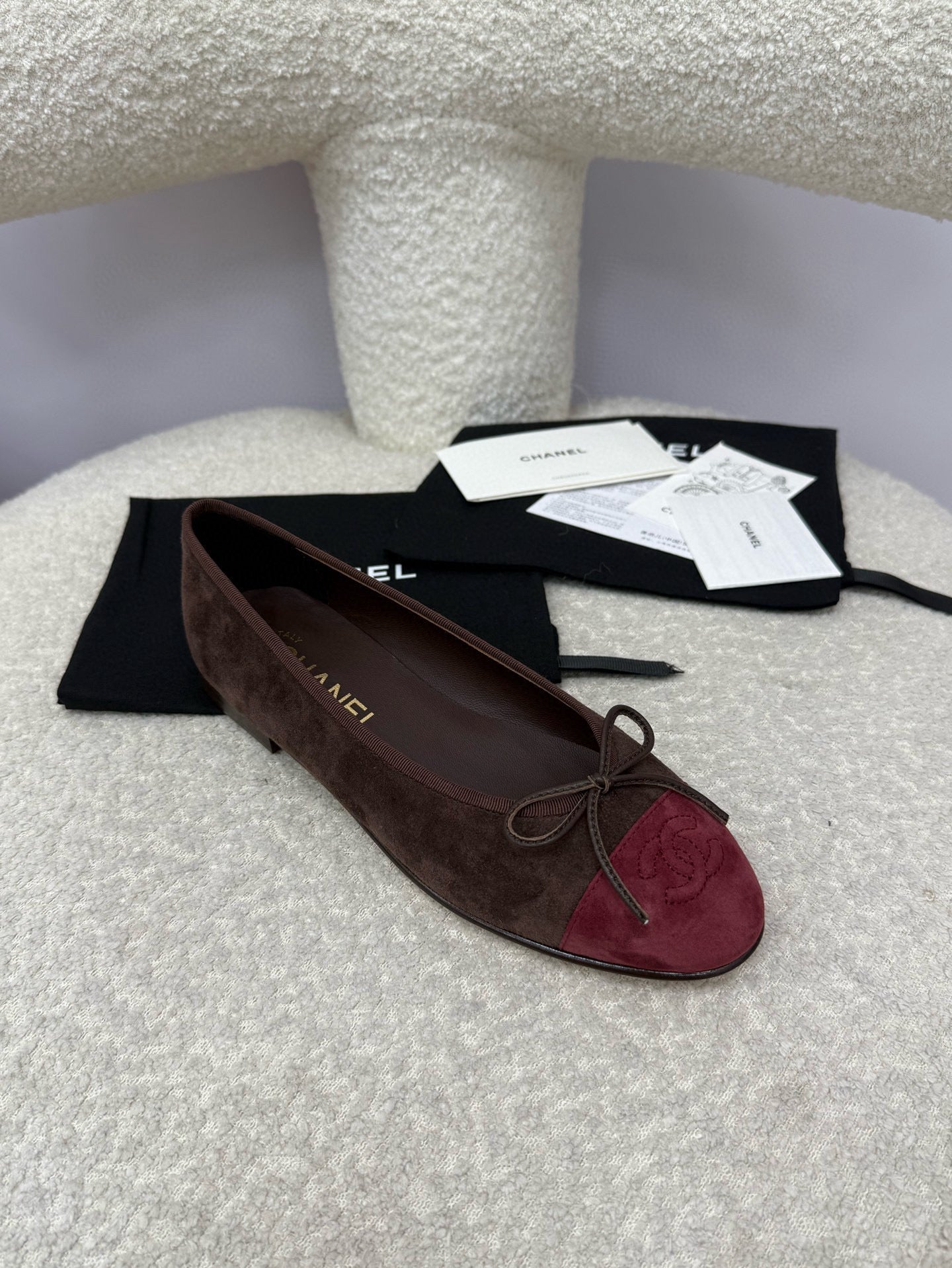 CC 25A Ballet Flat Chocolate Dark Red Suede