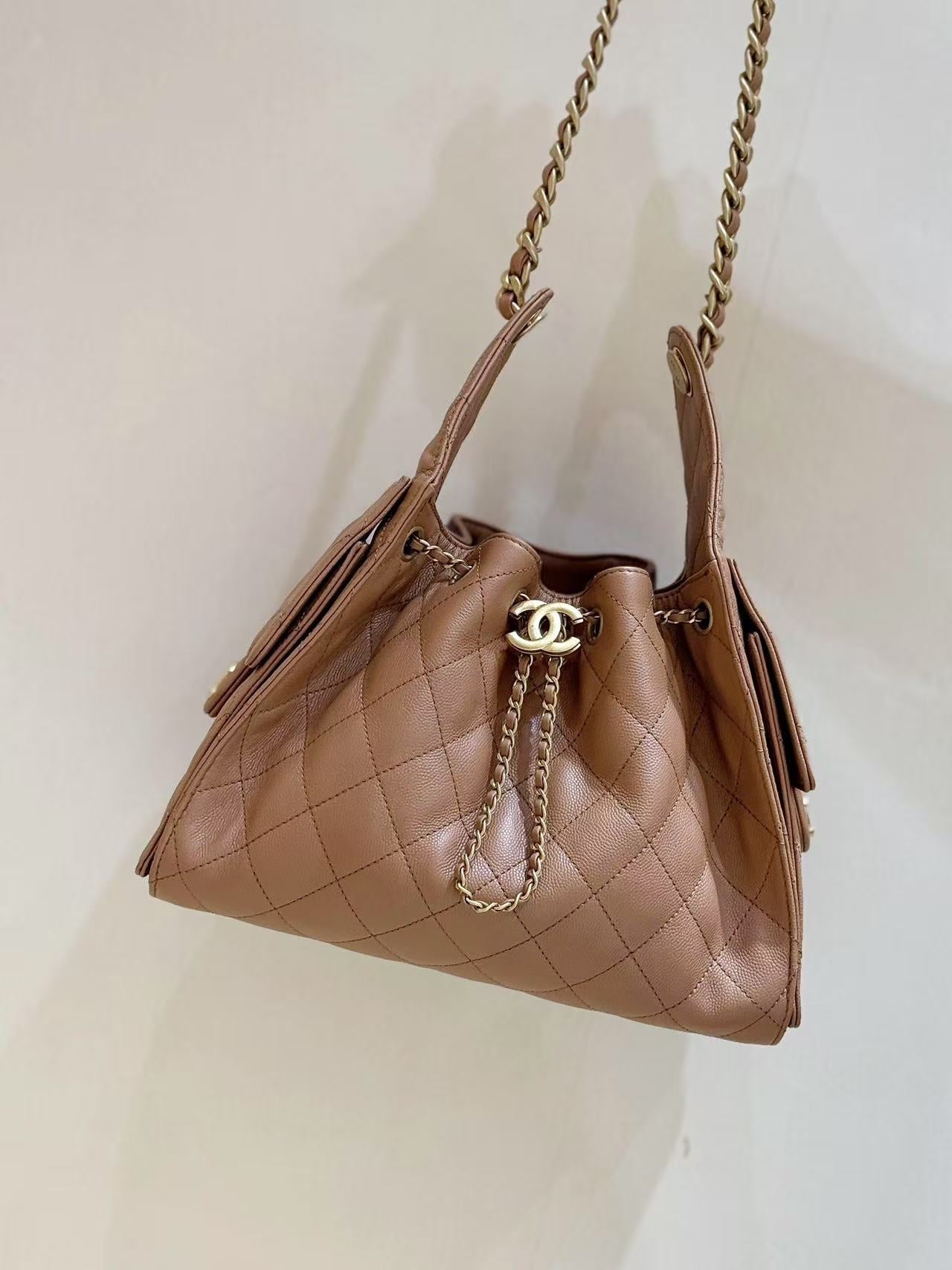 CC 25C Hobo Bag 30cm Brown Grained Calfskin