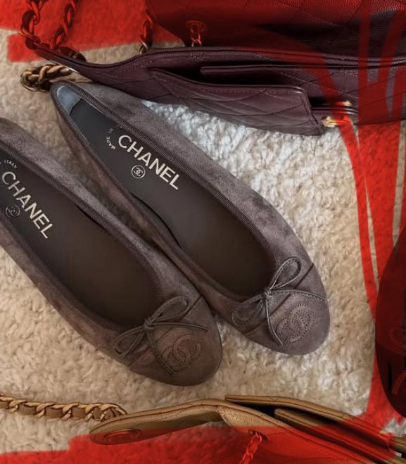 Chanel Ballet Flat Dark Brown Suede