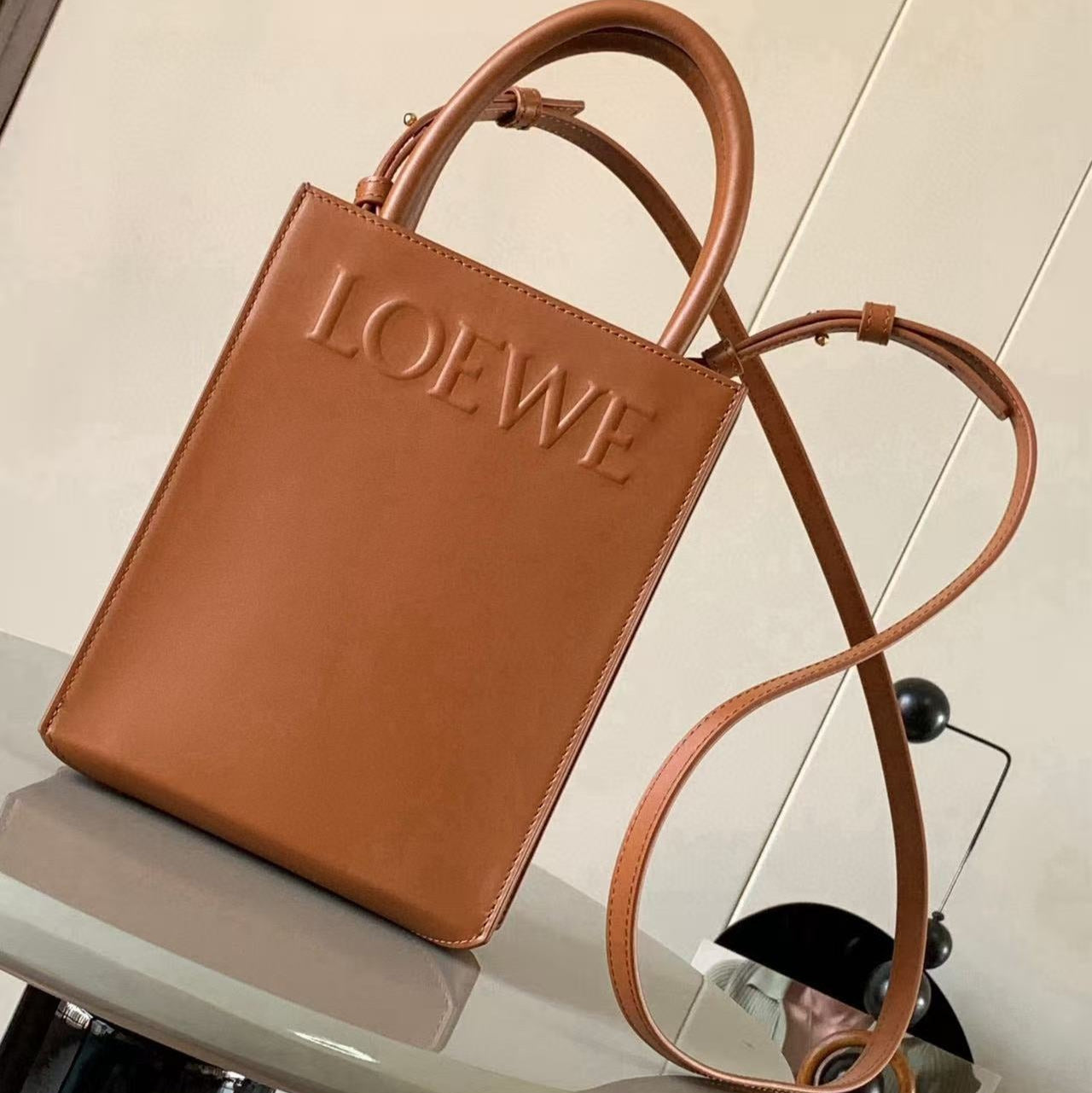 Loewe Standard A5 Tote Bag Brown Sleek Calfskin