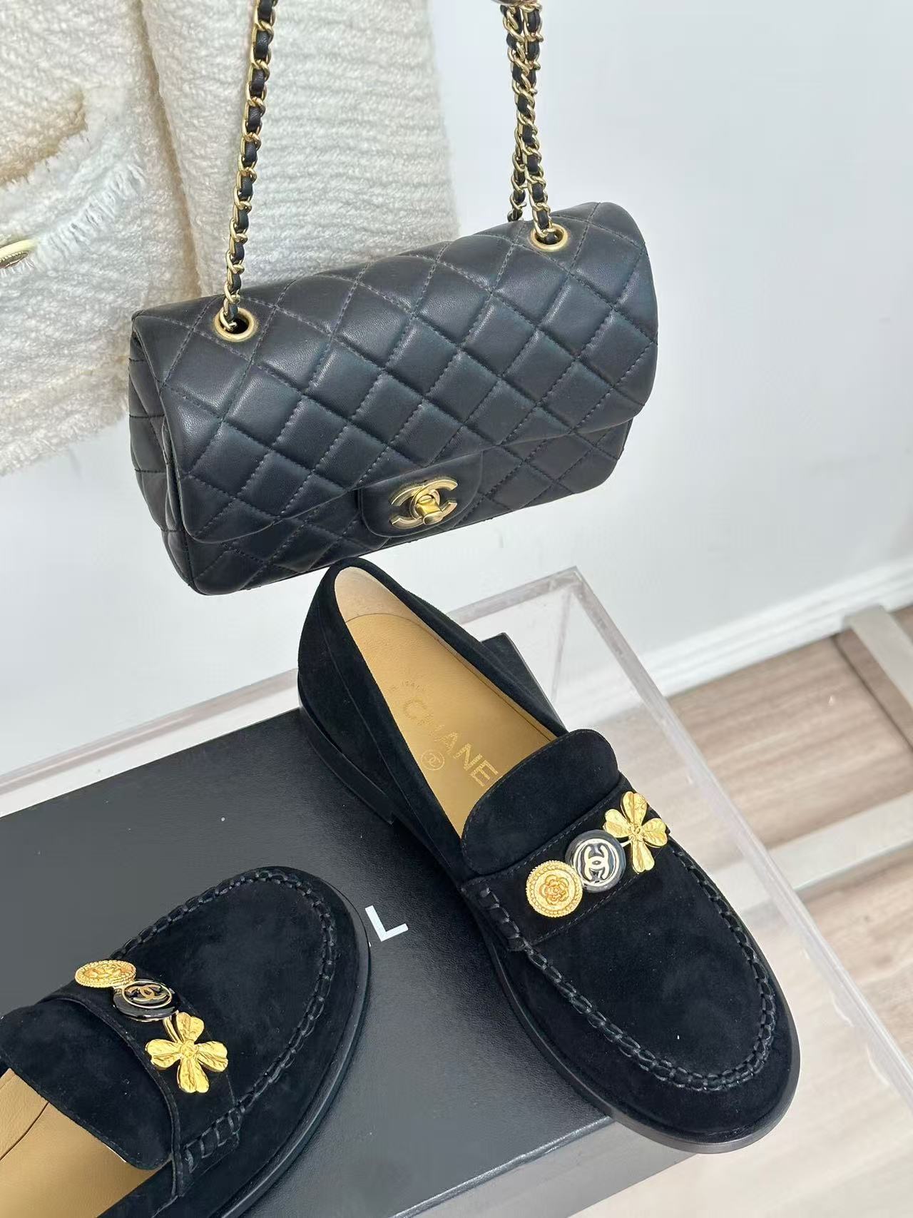 Chanel Loafer Black Suede Leather 401352