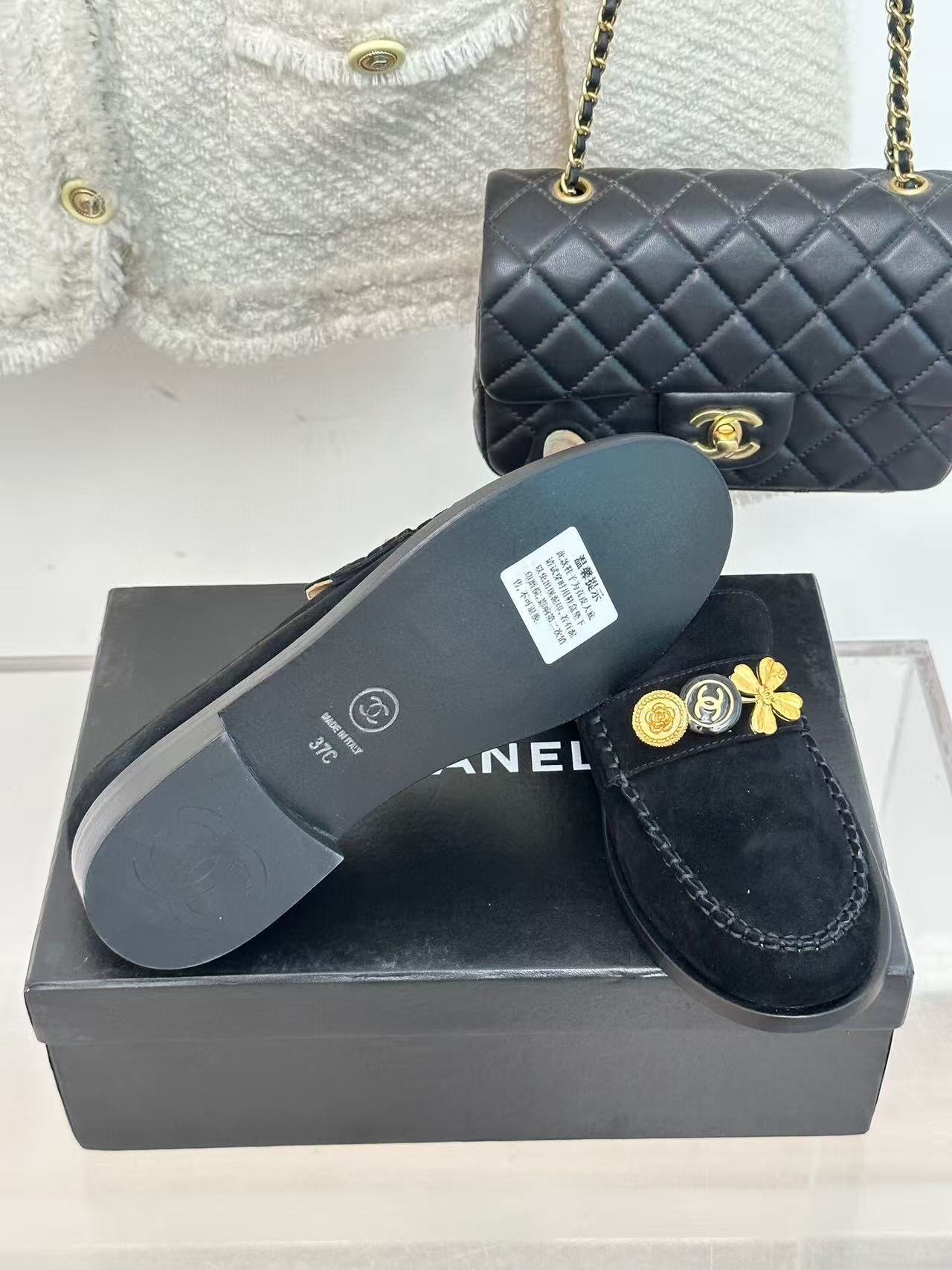 Chanel Loafer Black Suede Leather 401352