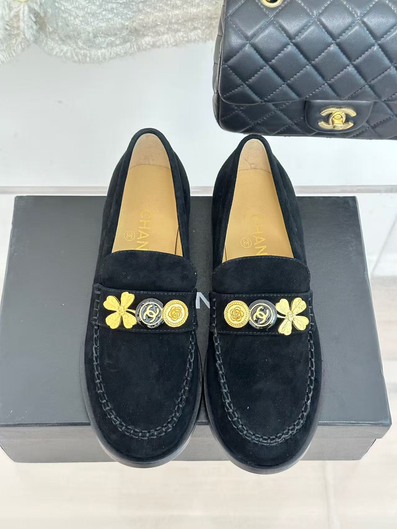 Chanel Loafer Black Suede Leather 401352