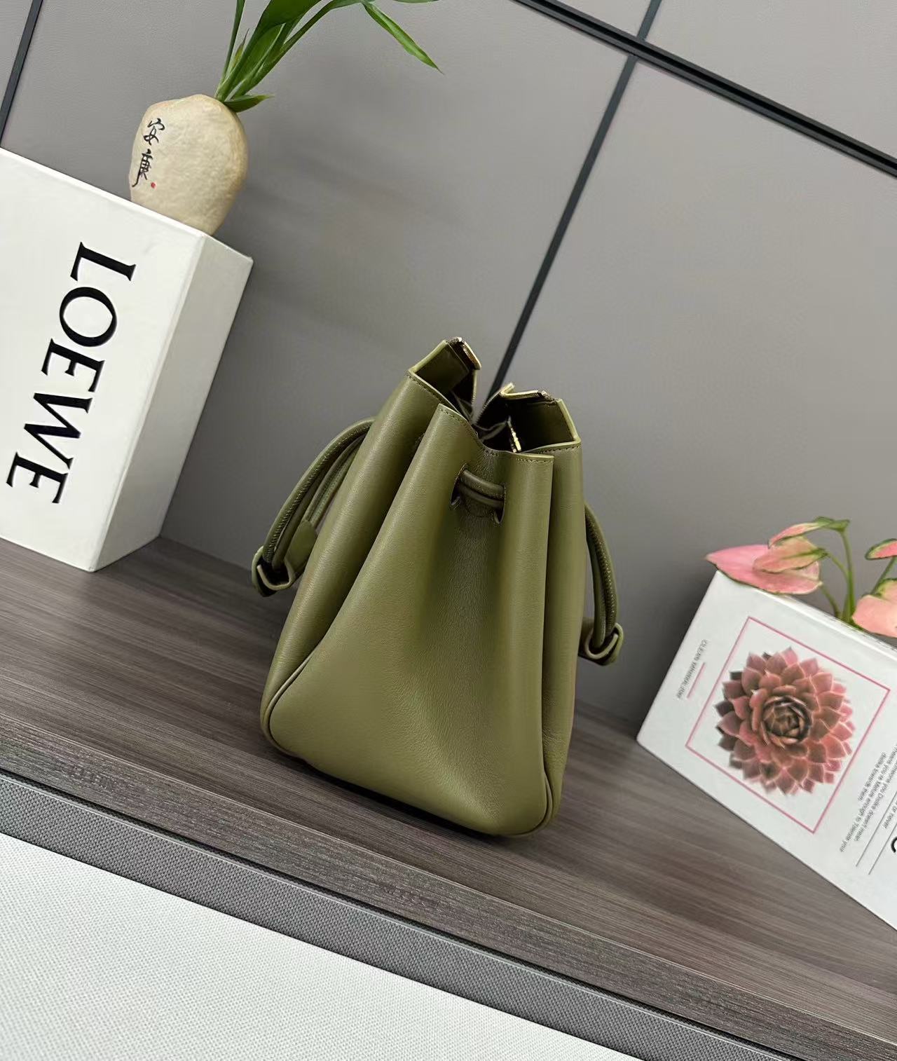 Loewe Madrid Bag Olive Green Calfskin