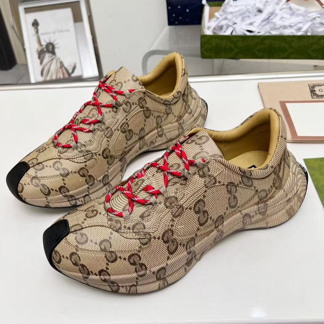 Gucci Run Sneakers Ebony Red Cowhide 449712