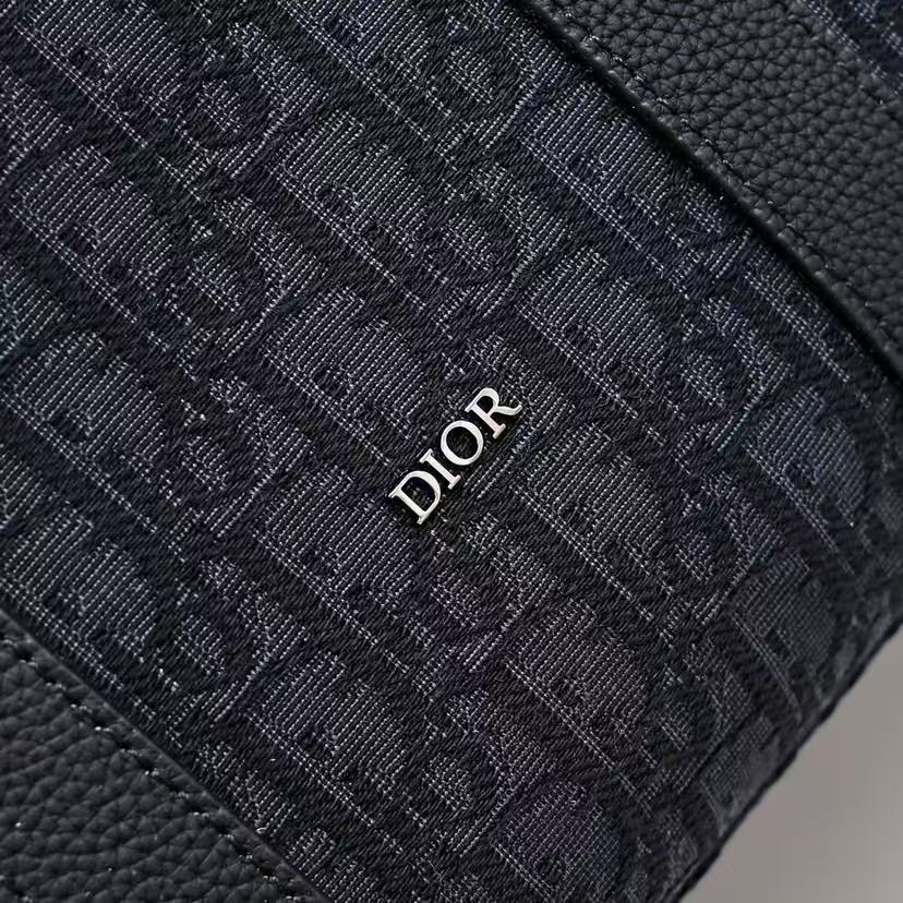 Weekender 40 Dior Oblique Jacquard  Black Grained Calfskin Frabic