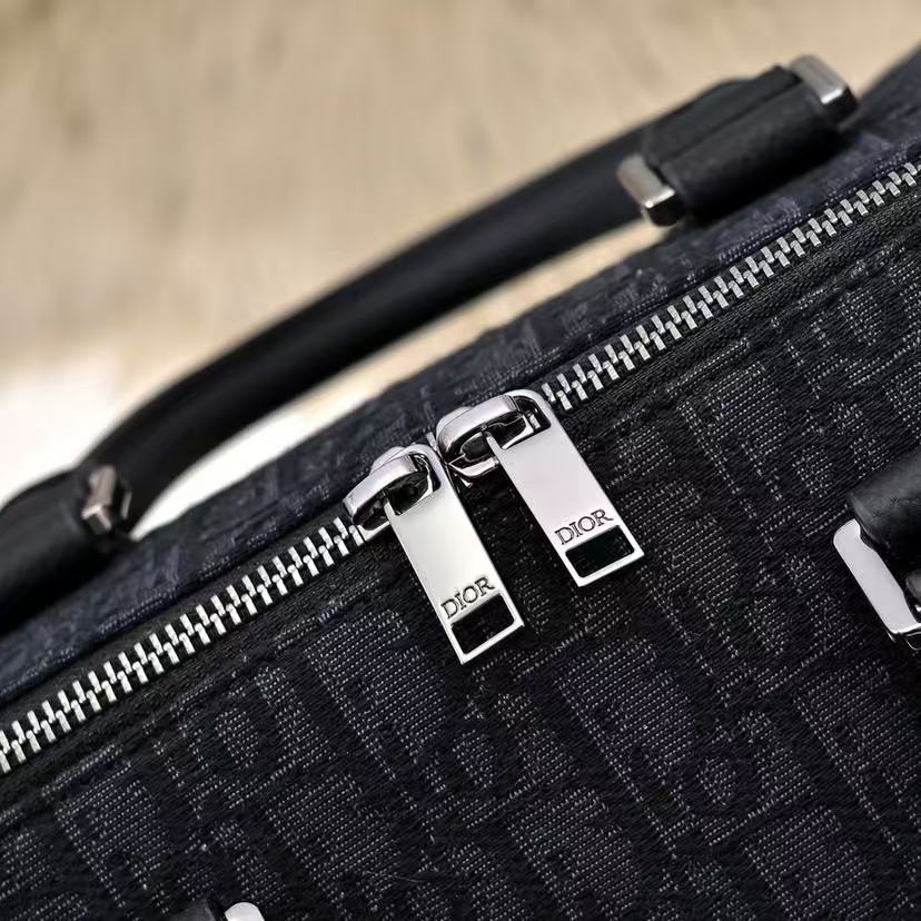 Weekender 40 Dior Oblique Jacquard  Black Grained Calfskin Frabic