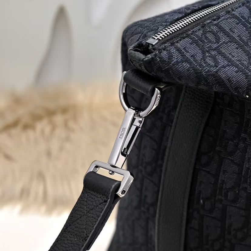 Weekender 40 Dior Oblique Jacquard  Black Grained Calfskin Frabic