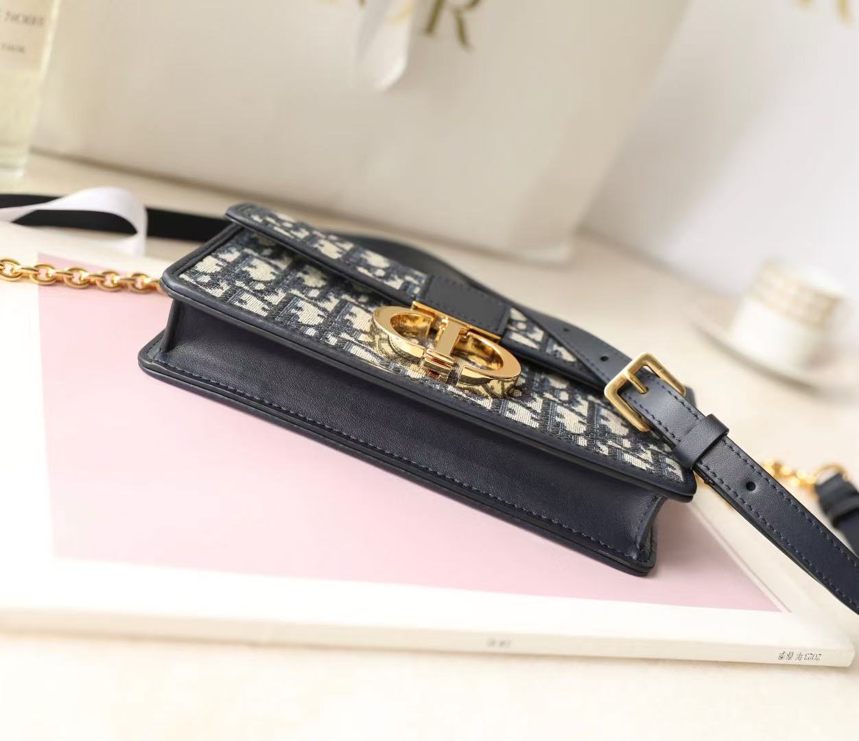Dior Miss Montaigne Bag Black Canvas Calfskin