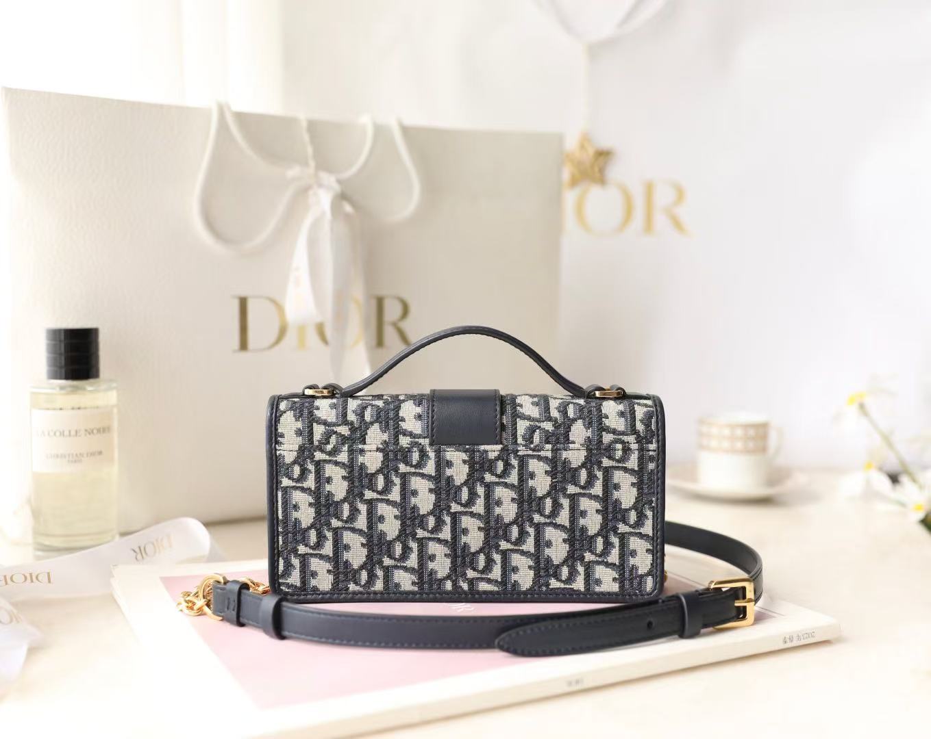 Dior Miss Montaigne Bag Black Canvas Calfskin