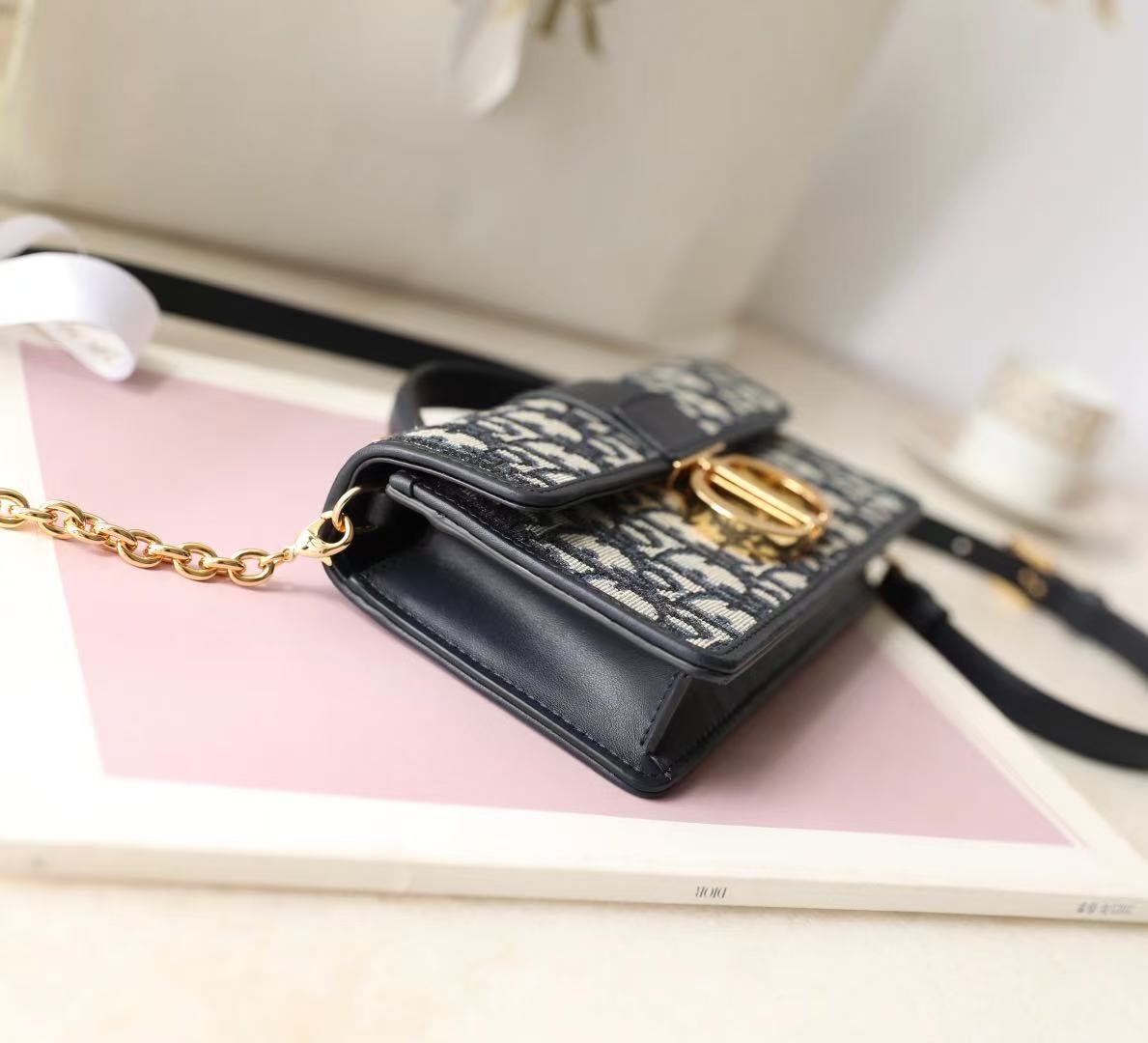 Dior Miss Montaigne Bag Black Canvas Calfskin