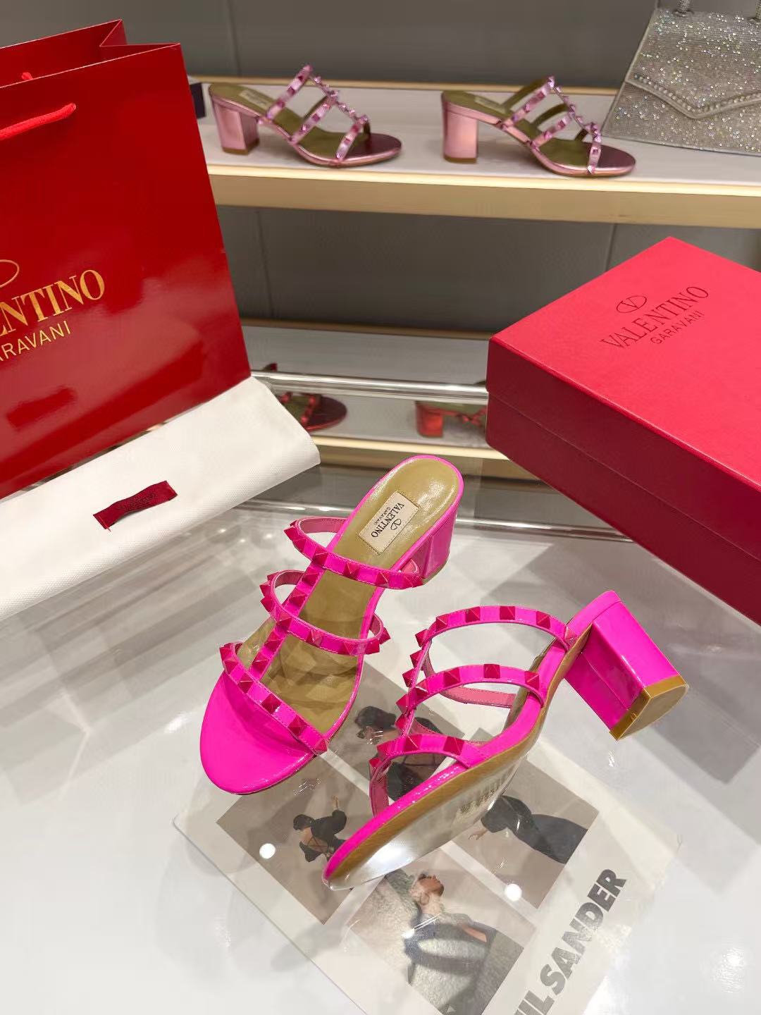 Valentino Garavani 60mm Rockstud Sandals Calfskin