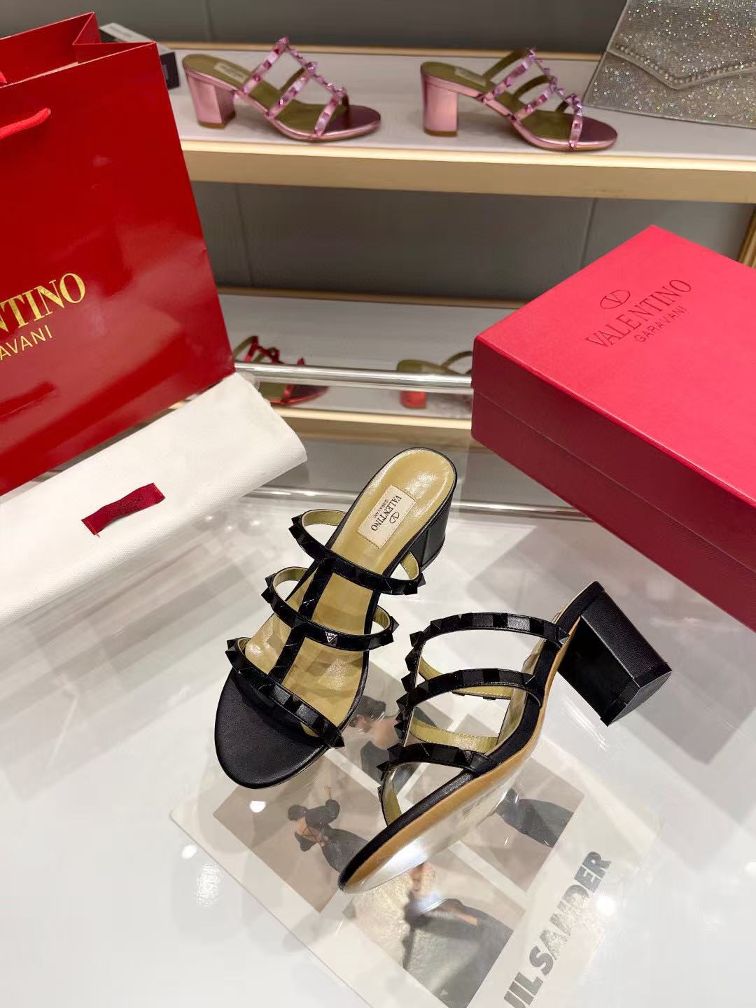 Valentino Garavani 60mm Rockstud Sandals Calfskin