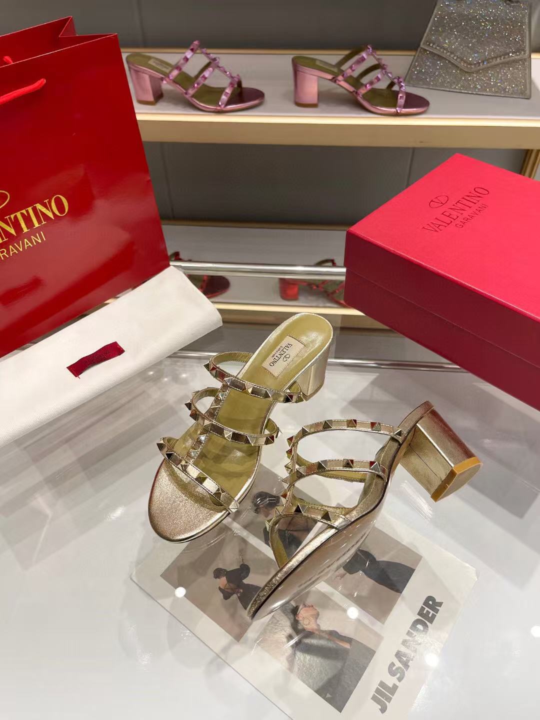Valentino Garavani 60mm Rockstud Sandals Calfskin