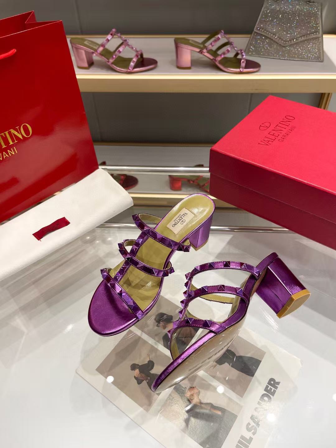 Valentino Garavani 60mm Rockstud Sandals Calfskin