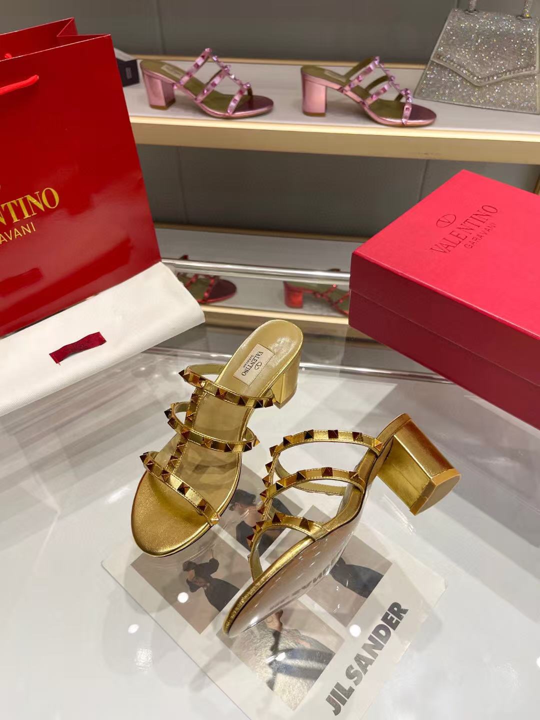 Valentino Garavani 60mm Rockstud Sandals Calfskin