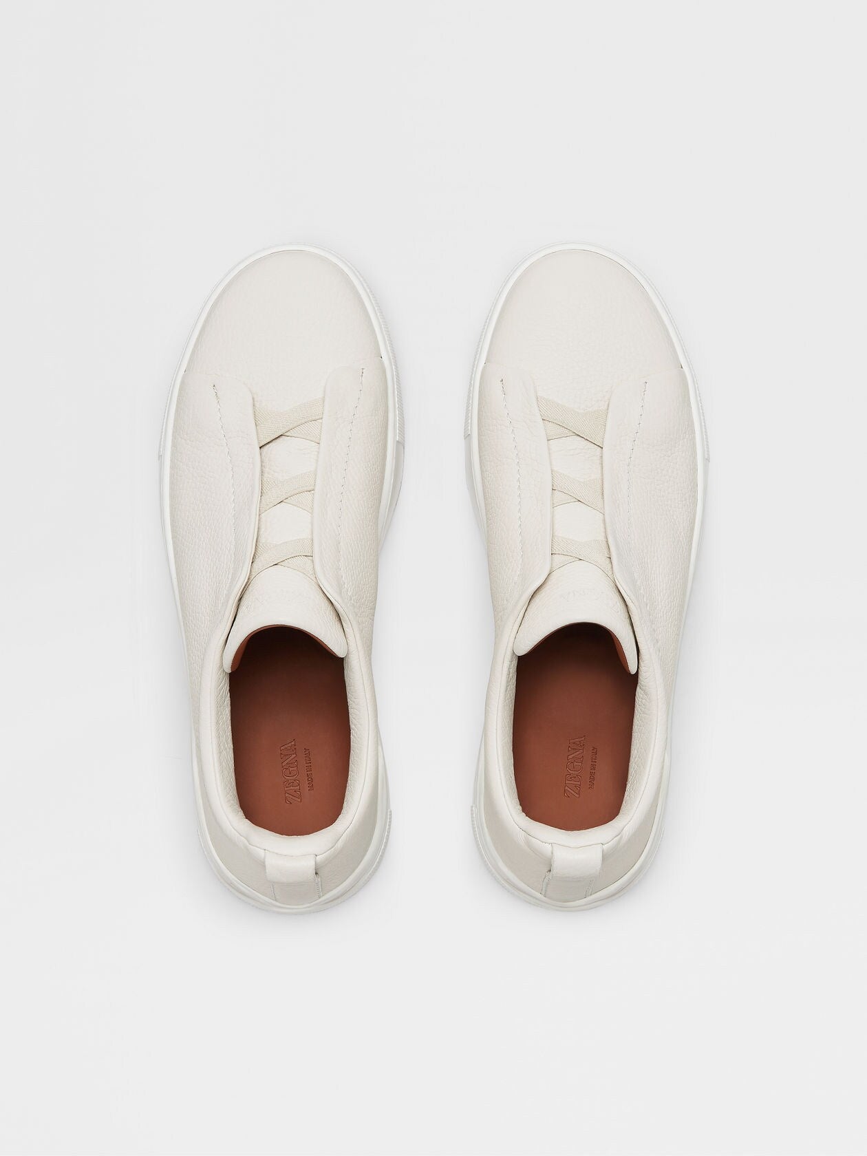 Zegna Triple Stitch Ivory Leather sneakers
