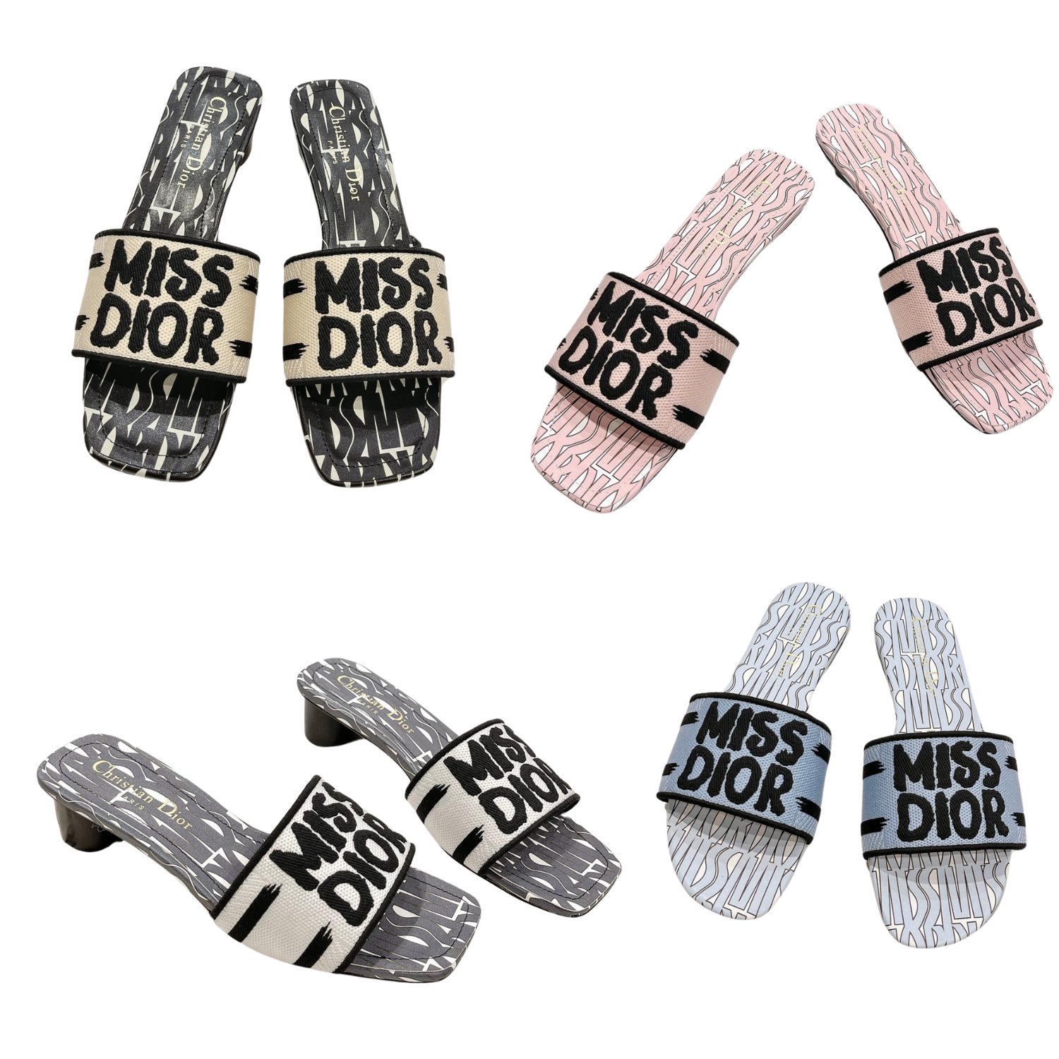 CD 25 Mid Heel Mules Cotton Fabric 241433