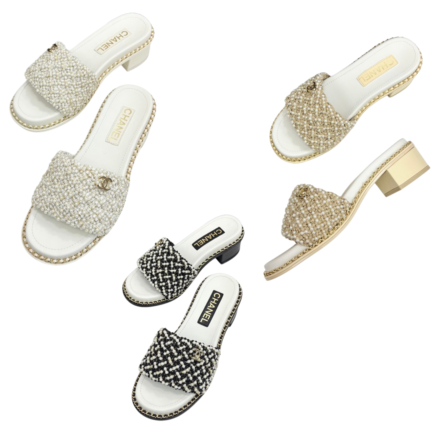 CC 25 Mid Heel Mules Pearl Cord and Lambskin 270775