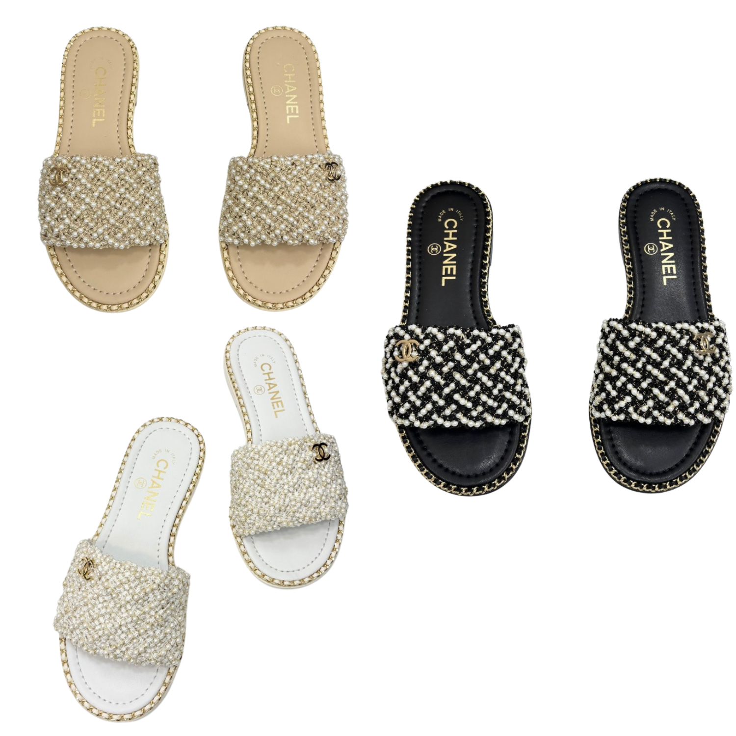 CC 25  Mules Flat Pearl Cord and Lambskin 270770