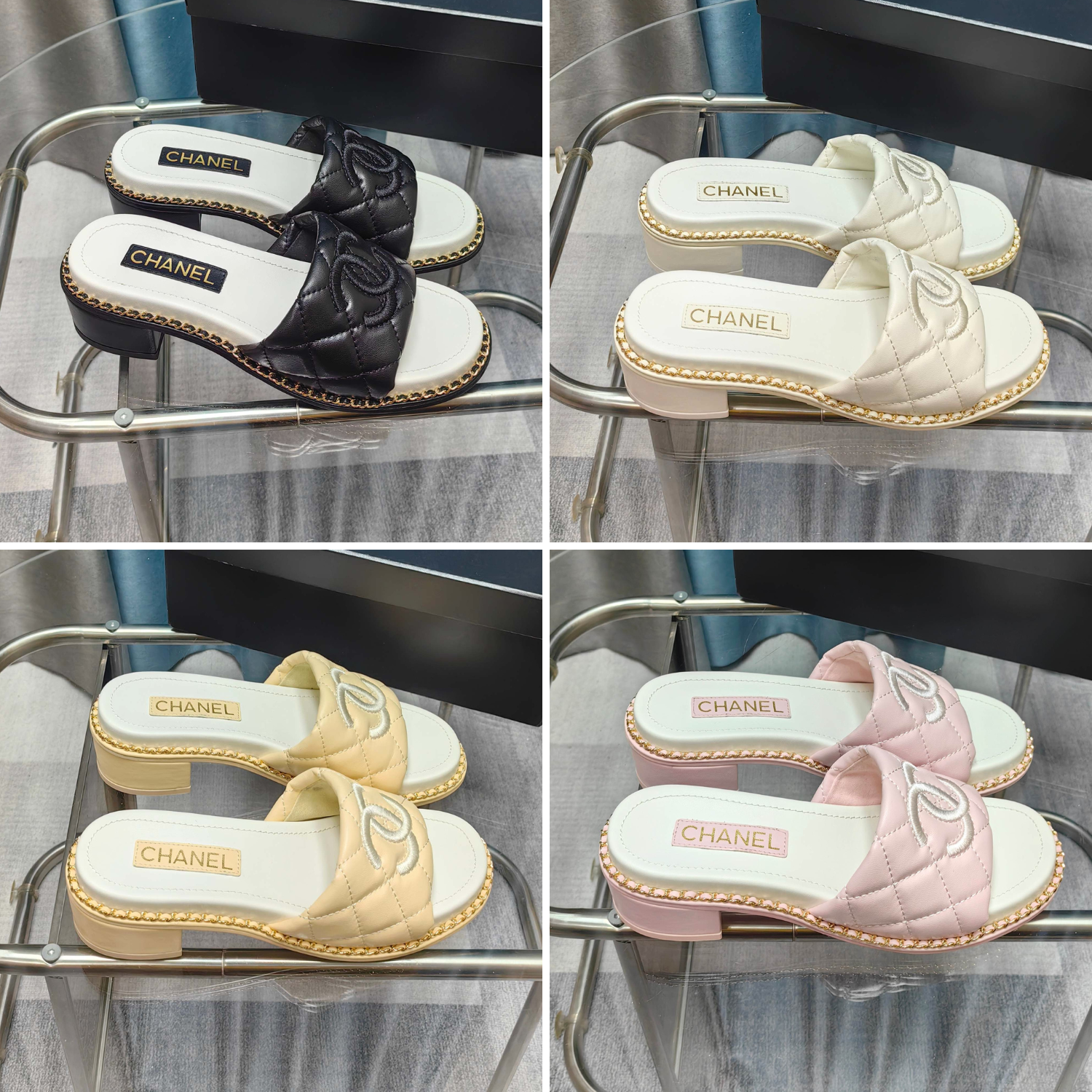 CC 25 Sandal 5cm Quilted Calfskin Leather Chain