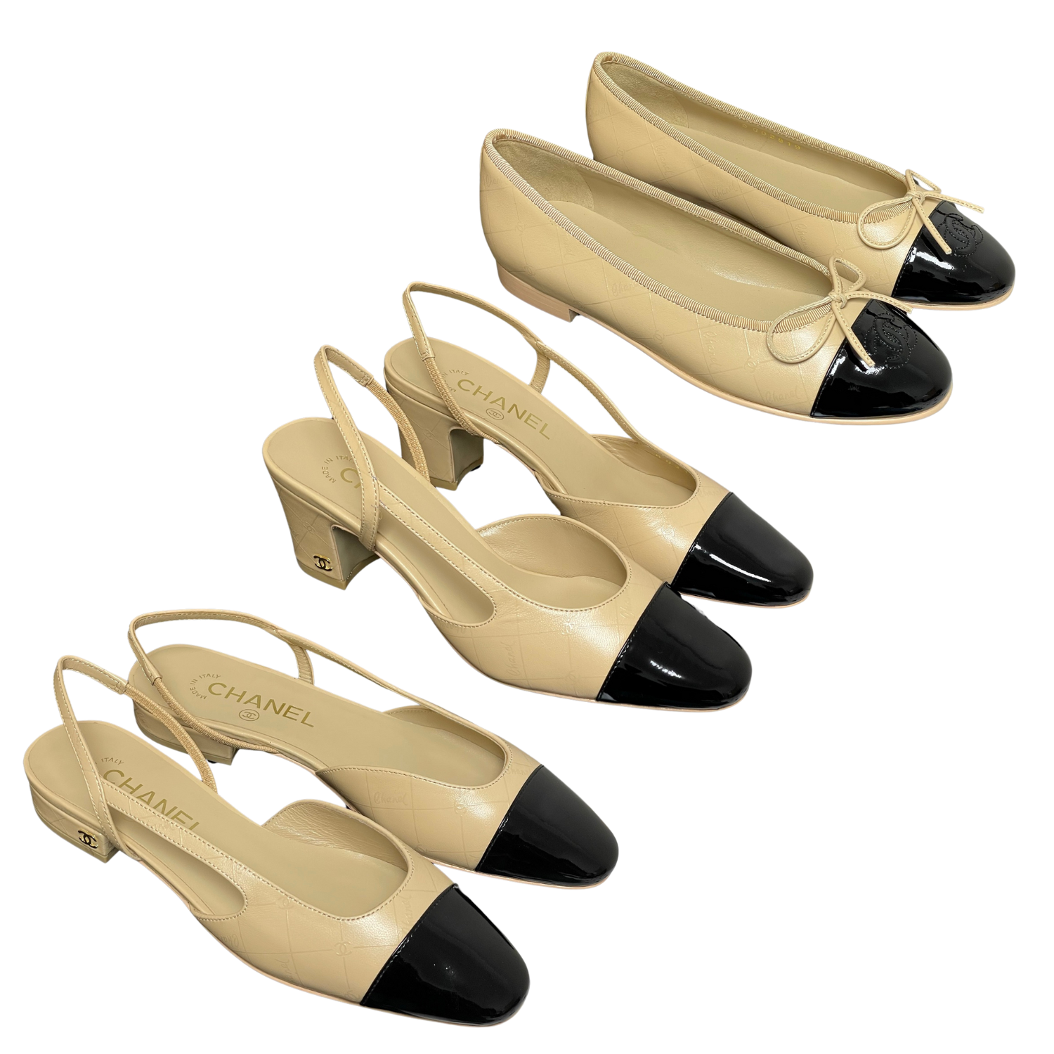 CC 25P Beige Black Quilted Calfskin