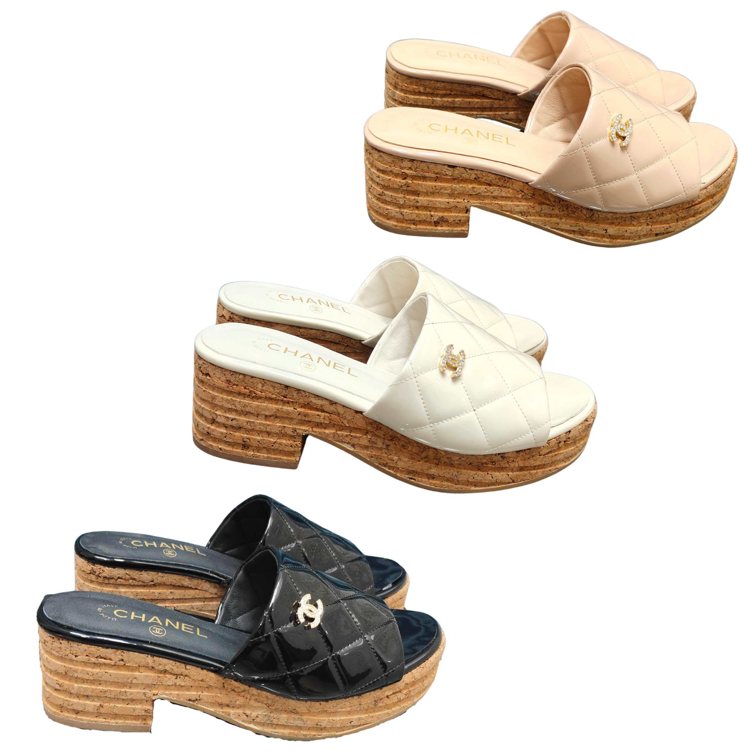 CC 25 Platform Sandal 10cm Patent Calfskin