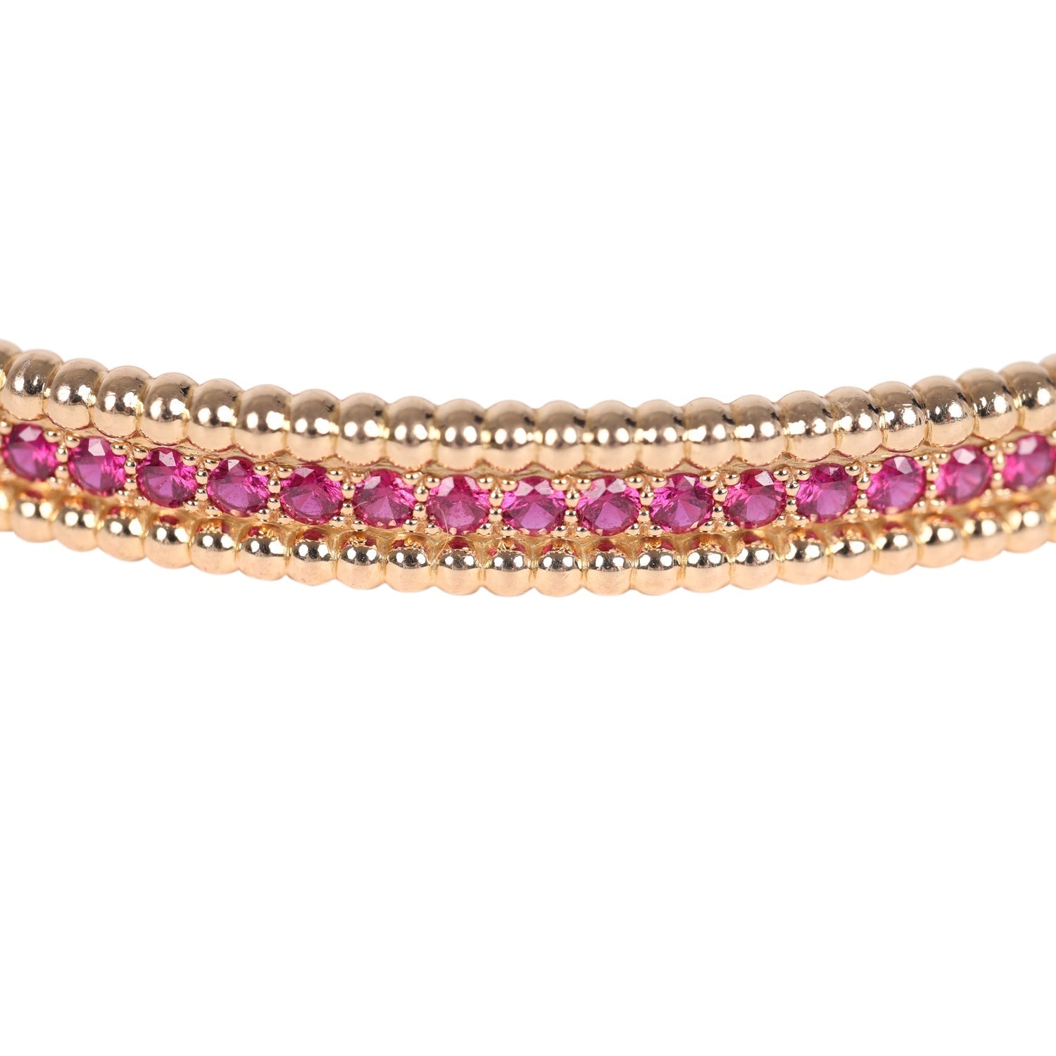 Van Cleef & Arpels X-Small Perlee Ruby Bracelet Diamonds & 18K Rose Gold Hardware