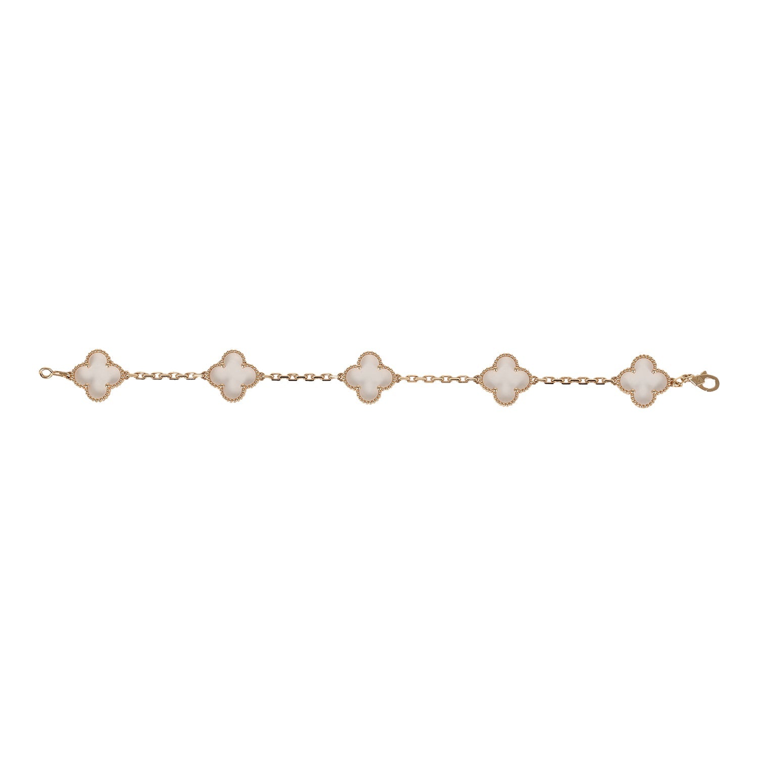 Van Cleef & Arpels Vintage Alhambra Rock Candy Crystal Bracelet 5 Motifs 18K Yellow Gold