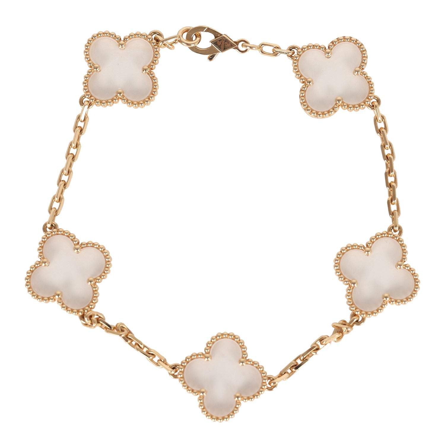 Van Cleef & Arpels Vintage Alhambra Rock Candy Crystal Bracelet 5 Motifs 18K Yellow Gold