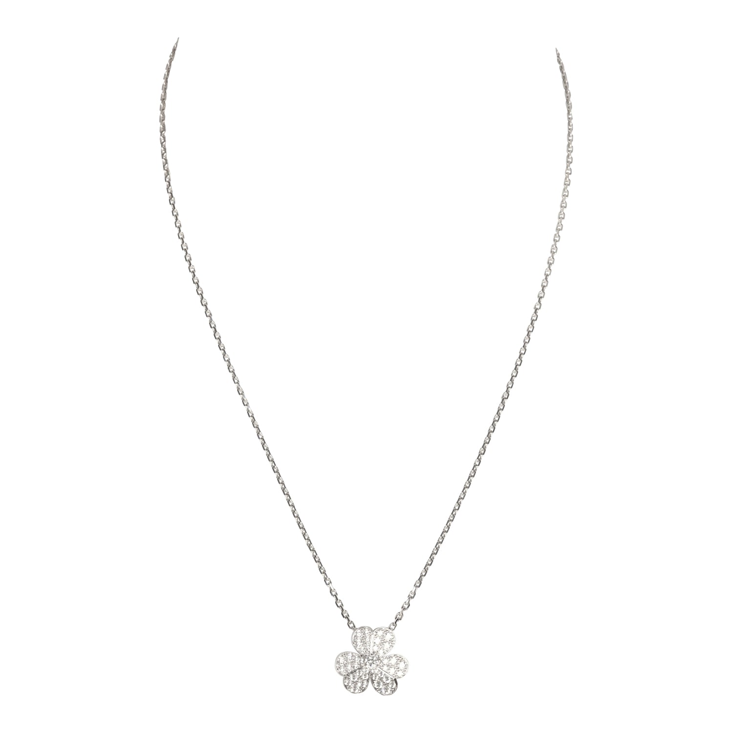 Van Cleef & Arpels Small Frivole Pendant Necklace with Diamonds 18K White Gold Hardware