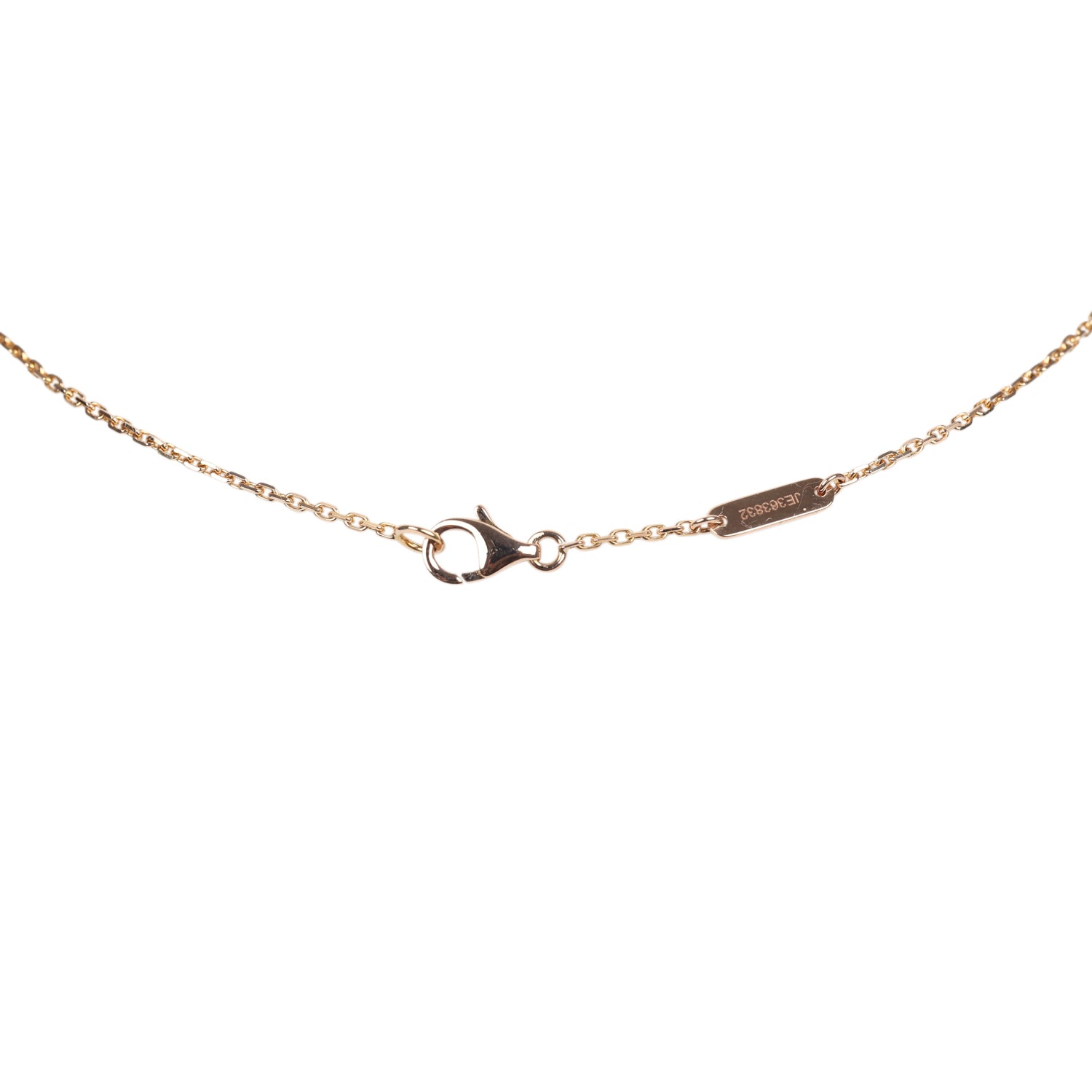 Van Cleef & Arpels 2015 Holiday Vintage Alhambra Pendant Necklace Light Pink Porcelain & Diamonds 18K Rose Gold Hardware