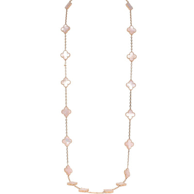 Van Cleef & Arpels Vintage Alhambra 20 Motif Long Necklace Pink Mother of Pearl and 18K Rose Gold