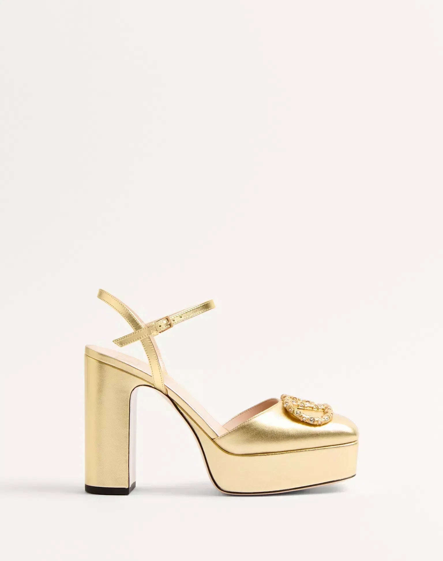 VLOGO SIGNATURE PLATFORM PUMP 115MM GOLD LAMINATED NAPPA