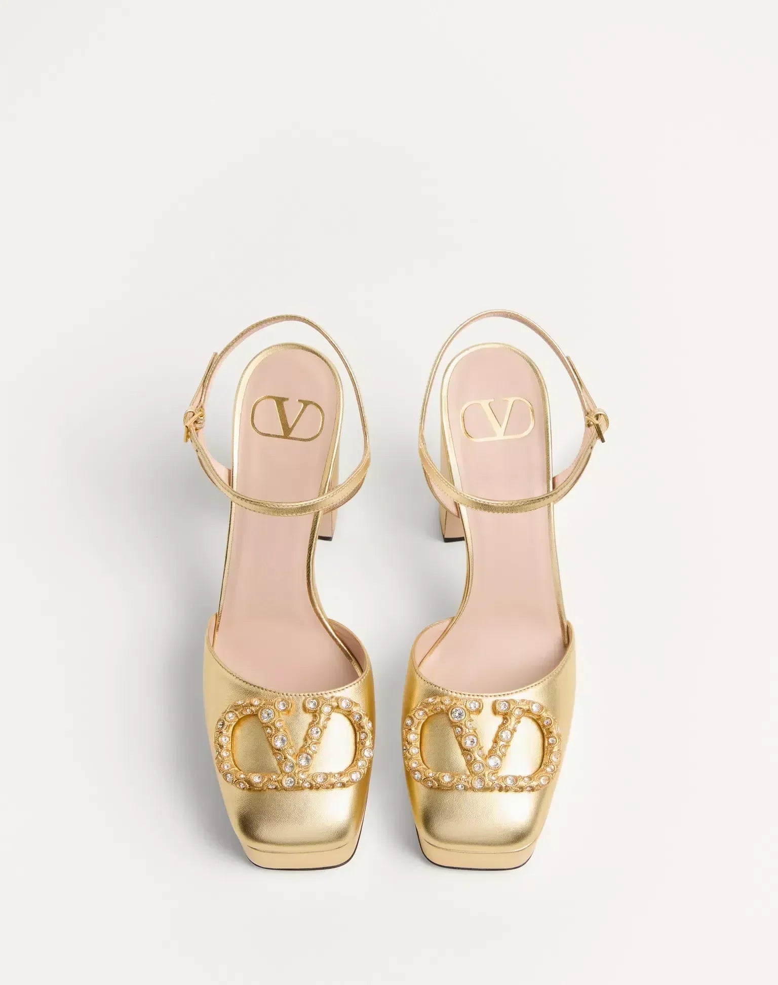 VLOGO SIGNATURE PLATFORM PUMP 115MM GOLD LAMINATED NAPPA