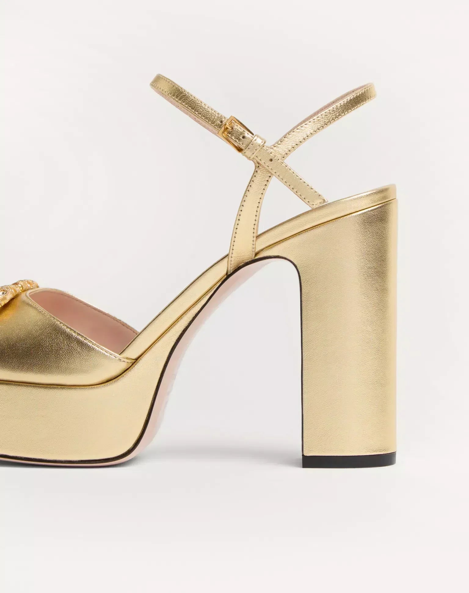 VLOGO SIGNATURE PLATFORM PUMP 115MM GOLD LAMINATED NAPPA
