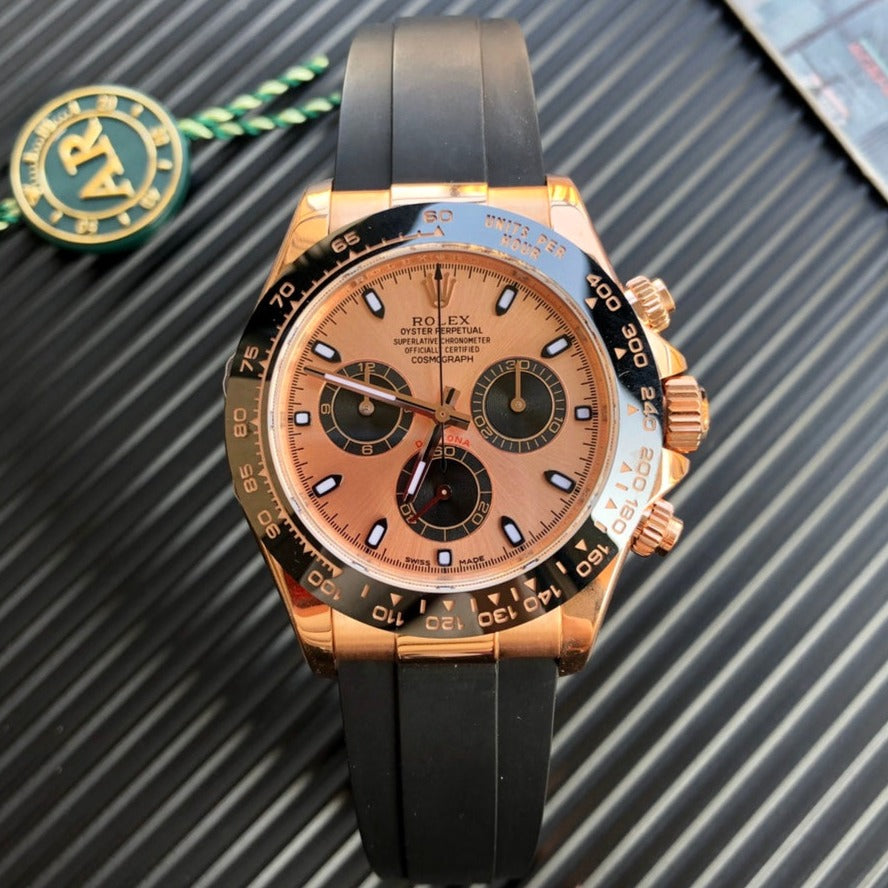 DAYTONA 40MM COPPER DIAL BLACK RUBBER STRAP