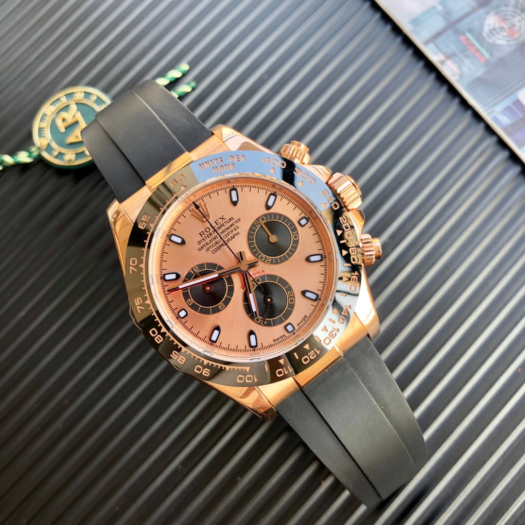 DAYTONA 40MM COPPER DIAL BLACK RUBBER STRAP