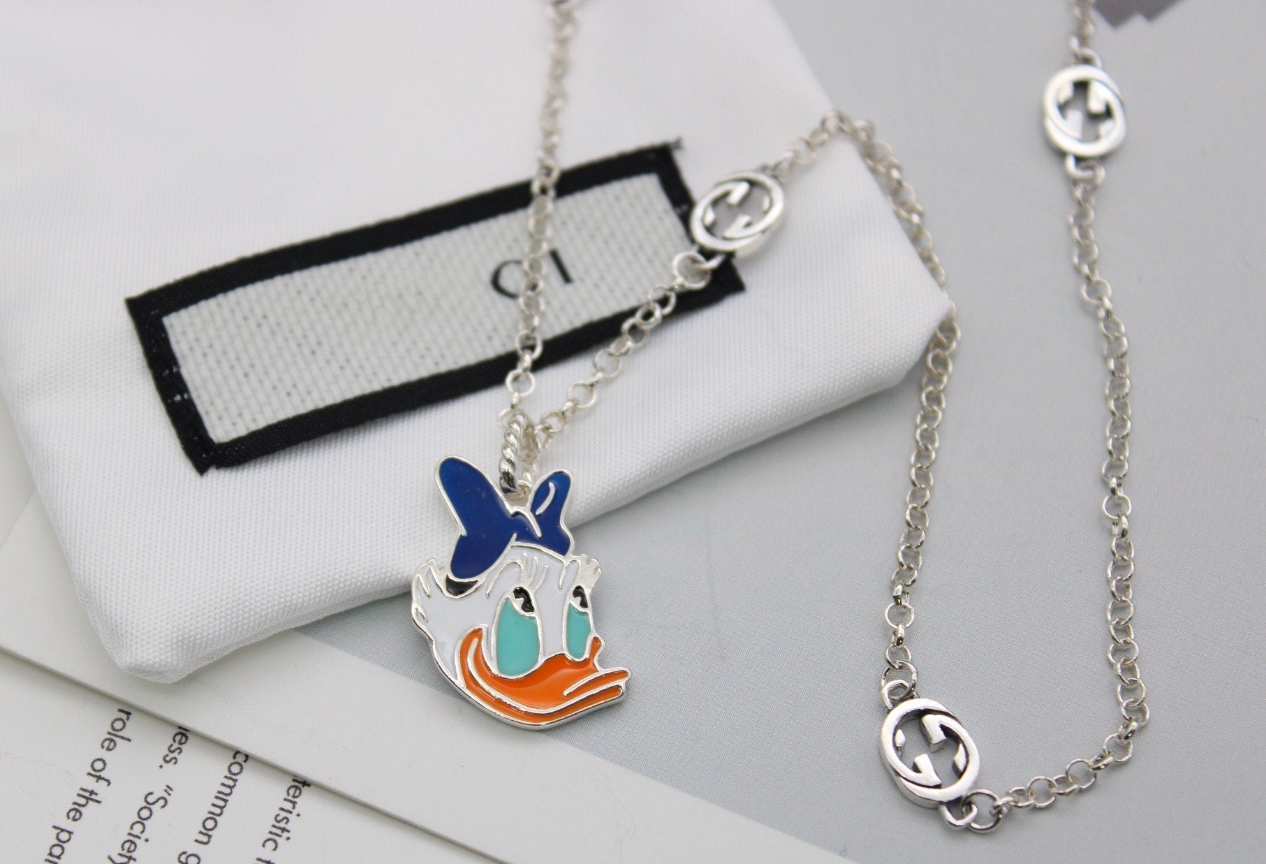 GG DONALD DUCK DOUBLE G STERLING SILVER NECKLACE